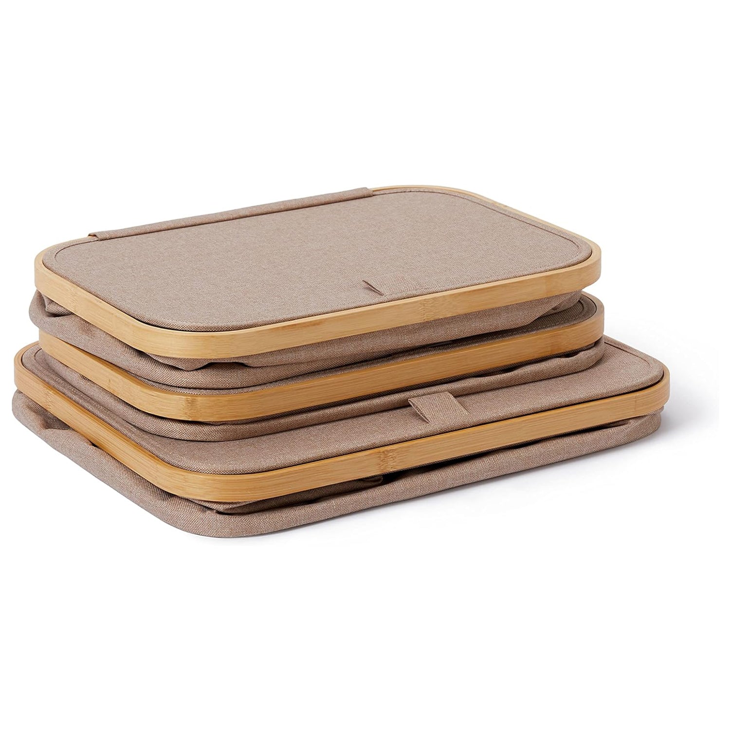 Aufbewahrungsbox mit Bambus-Rahmen - 3er-Set - Taupe