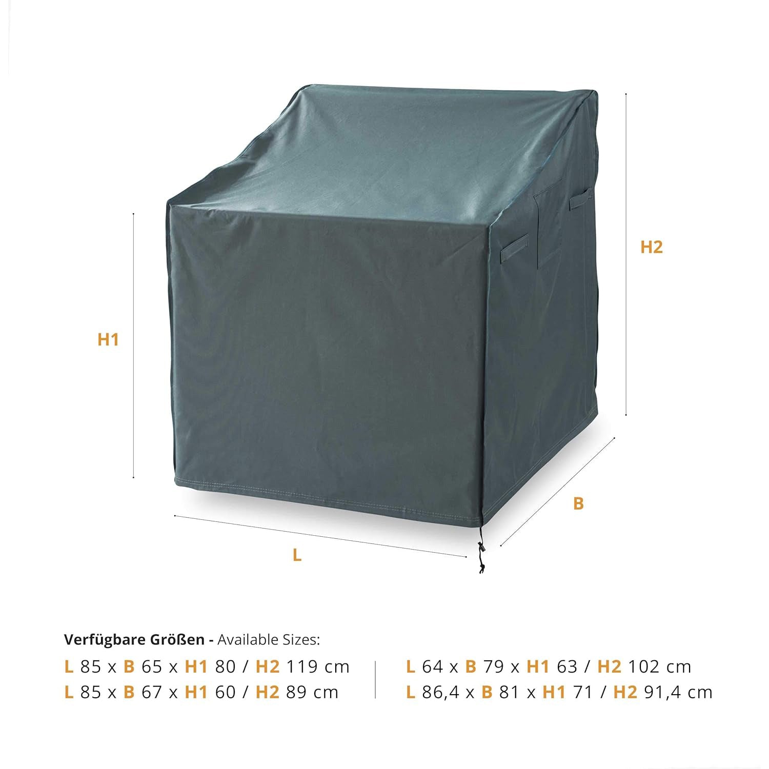 Abdeckung für gestapelte Patio Stühle - 85 x 65 x 80/119 cm - Grün/Grau