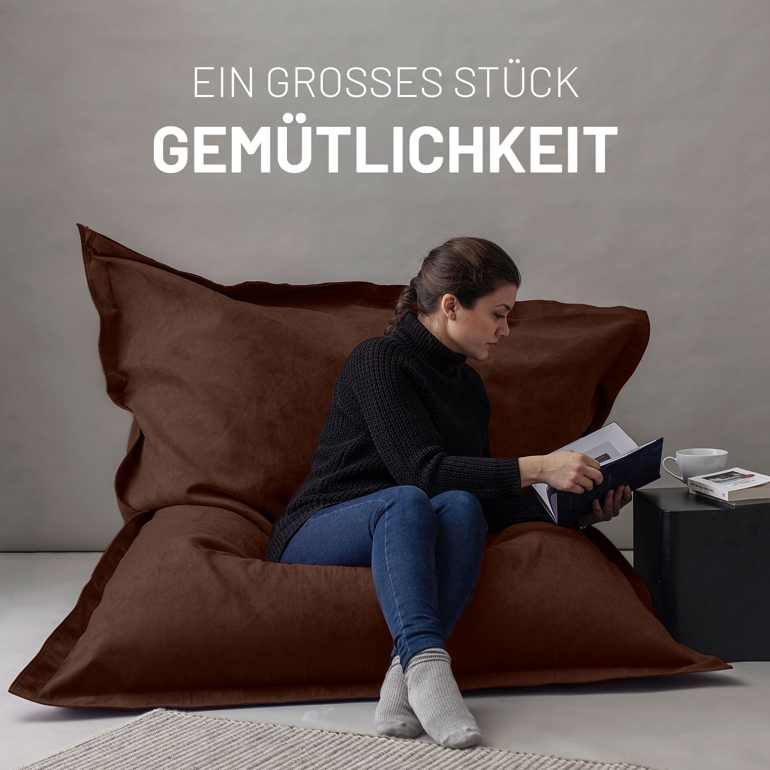XXL Microvelours Sitzsack (380 L) - indoor - Braun