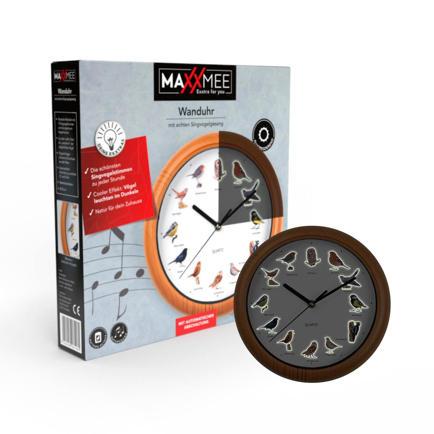 Wanduhr mit Vogelstimmen - 25cm