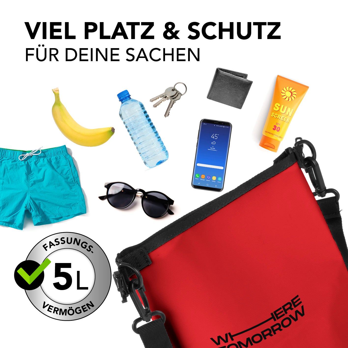 Dry Bag 5L - Style 01 - Rot