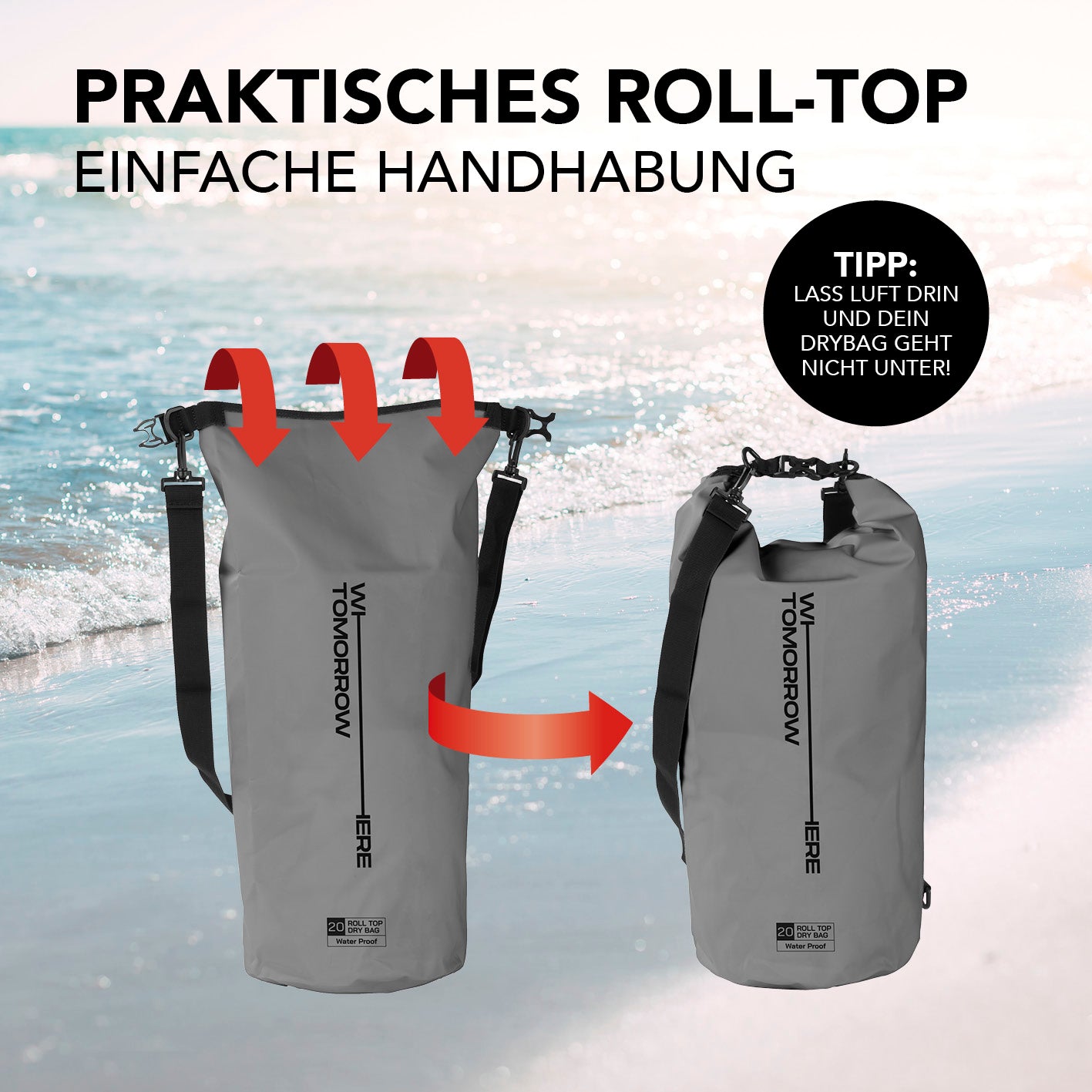 Dry Bag 20L - Style 02 - Grau