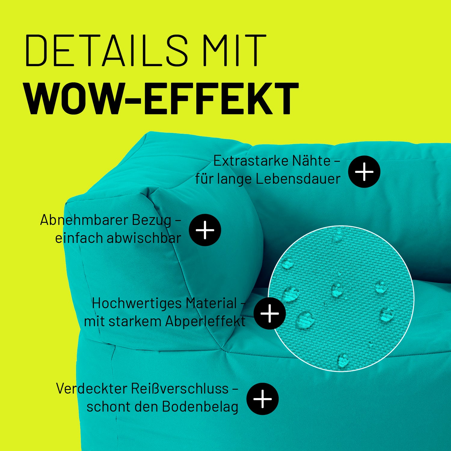 Sitzsack-Sofa Sessel (400 L) - Modulares System - indoor & outdoor - Türkis