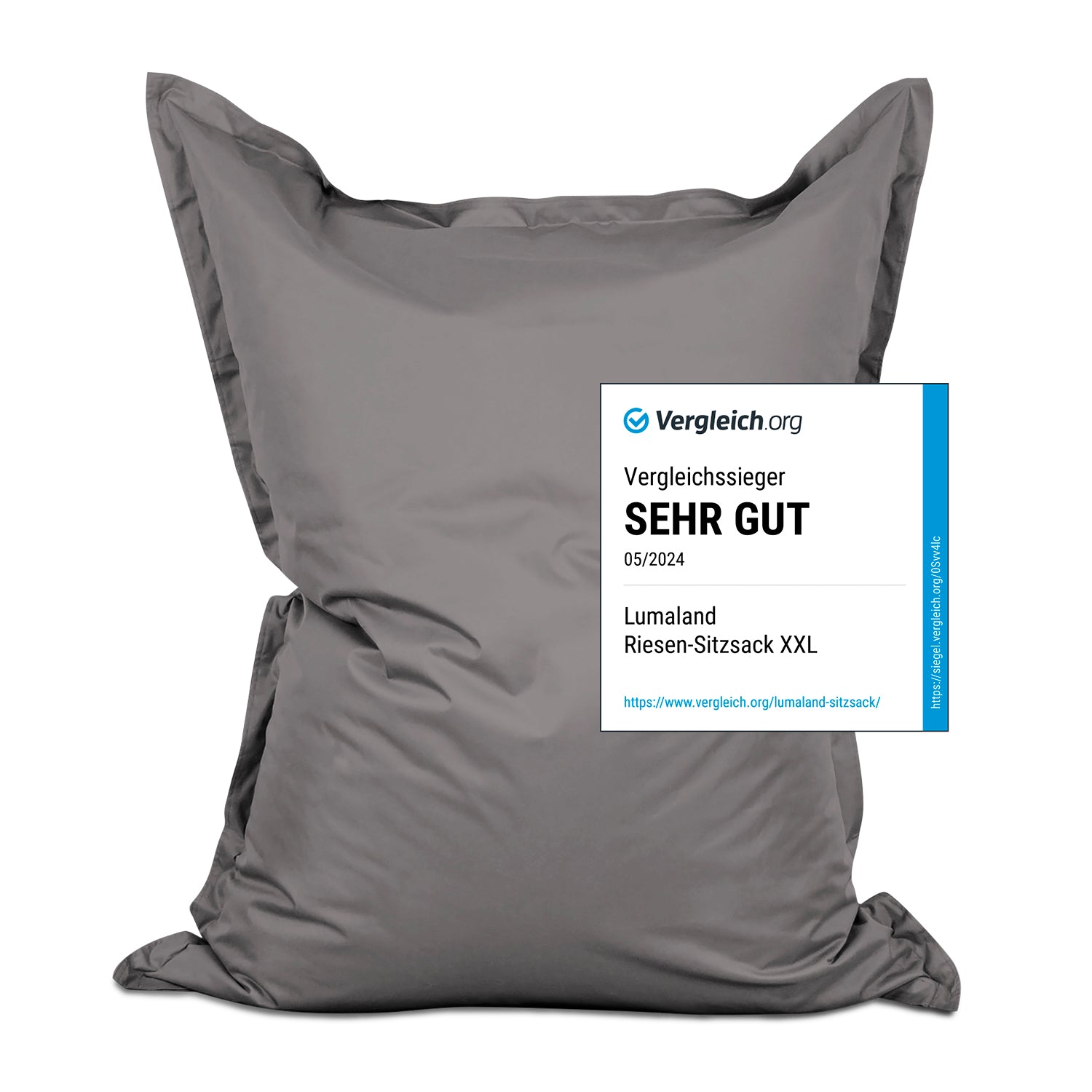 LUMALAND Sitzsack Classic XXL (380 L) - indoor & outdoor - Grau