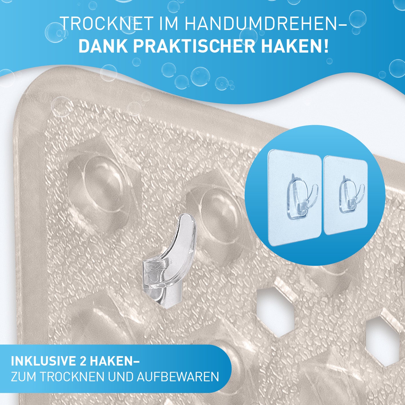 Badewannenmatte 88 x 40 cm – Hellgrau