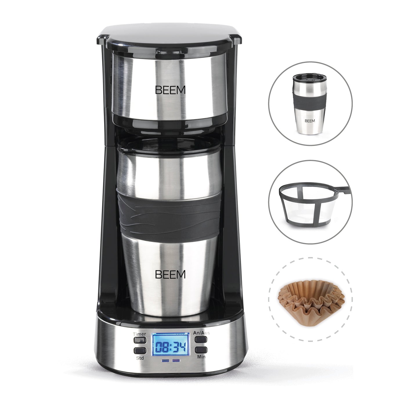 Single-Kaffeemaschine Thermo2Go - 750 Watt - Edelstahl/schwarz