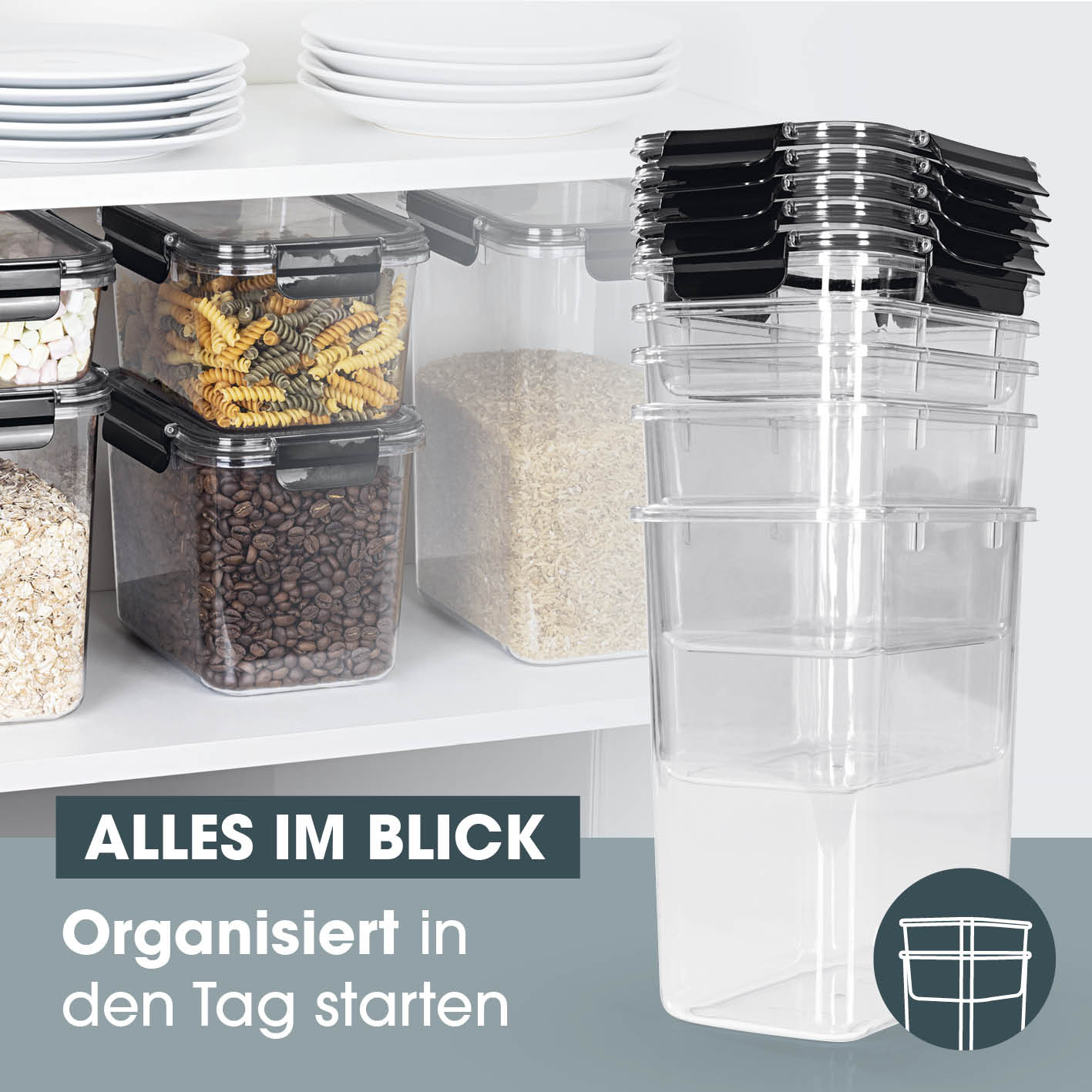 Frischhaltedosen Klick-it - 10-tlg. - Schwarz