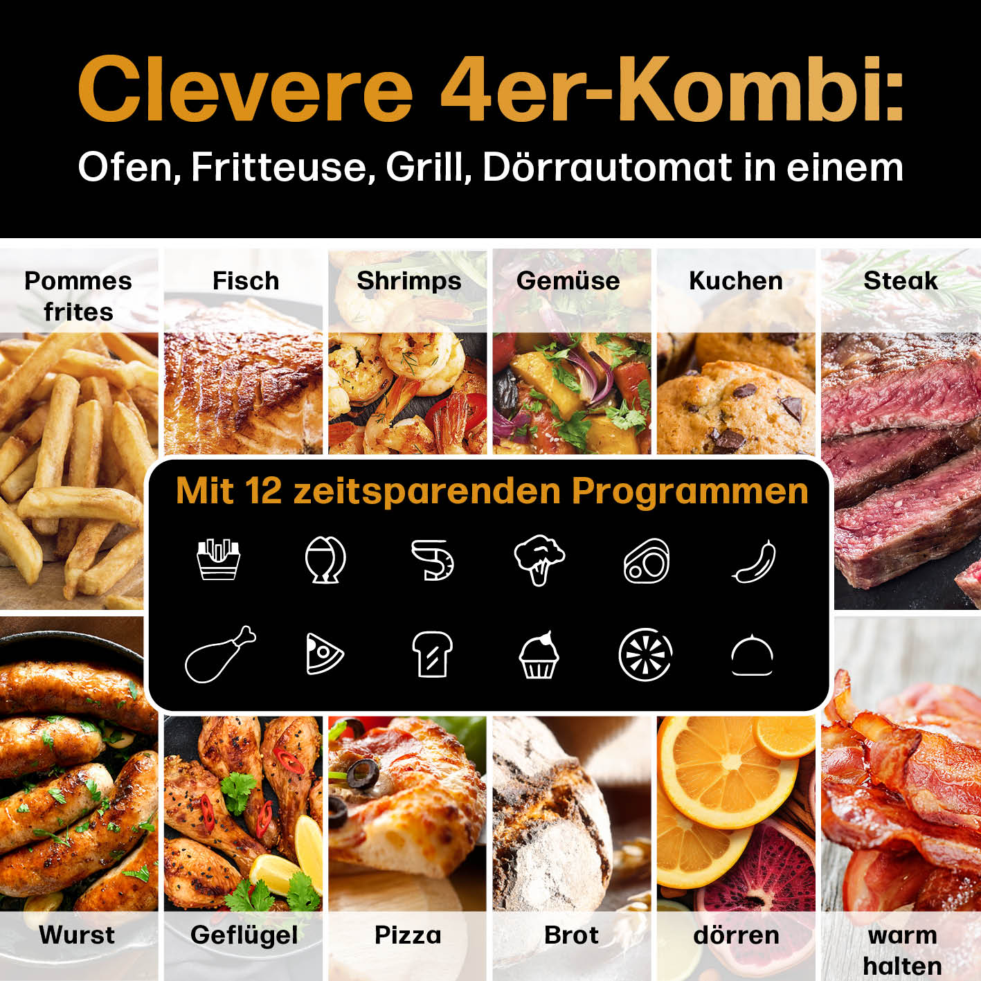 4in1-Heißluftfritteuse - 6 l
