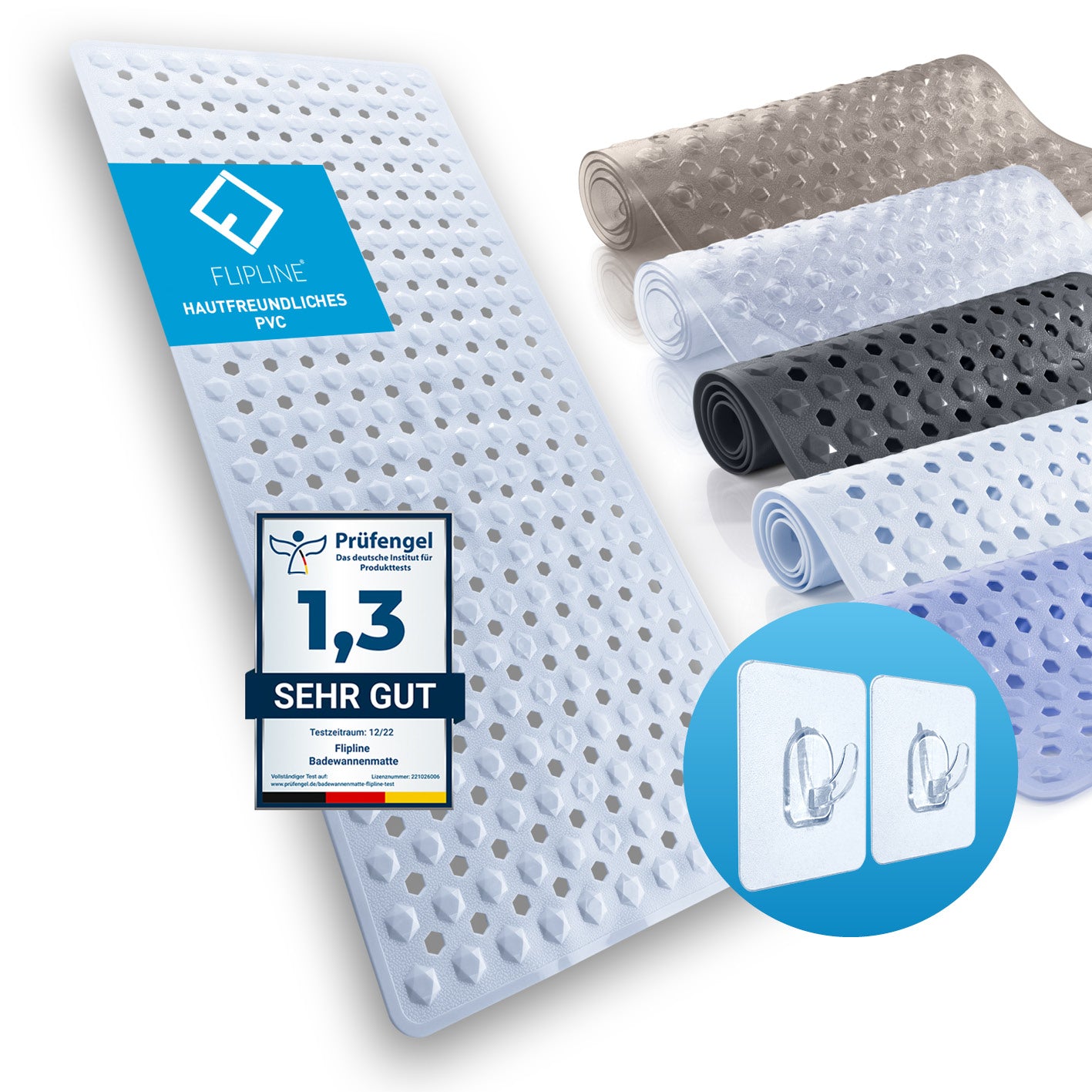 Badewannenmatte 88 x 40 cm – Weiß