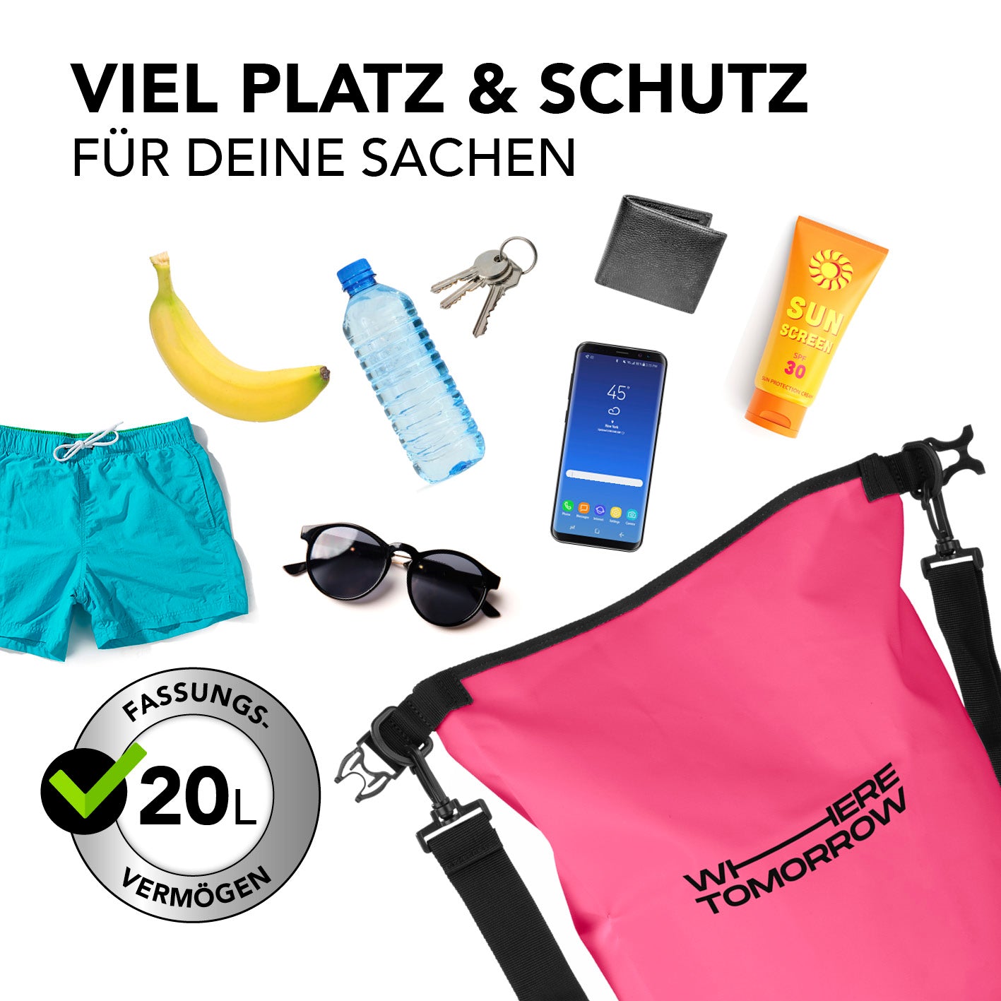 Dry Bag 20L - Style 01 - Pink