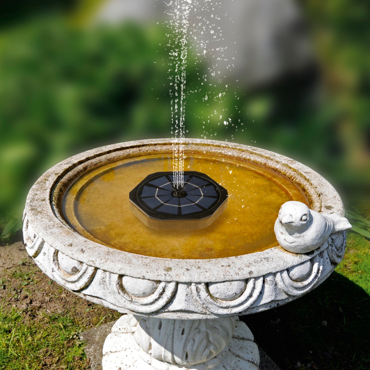 Solar-Gartenfontäne mit 6 Sprühaufsätze