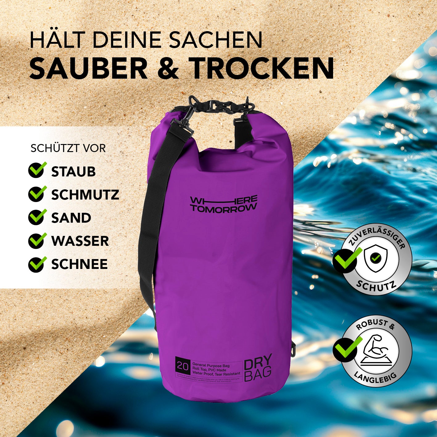 Dry Bag 20L - Style 01 - Lila
