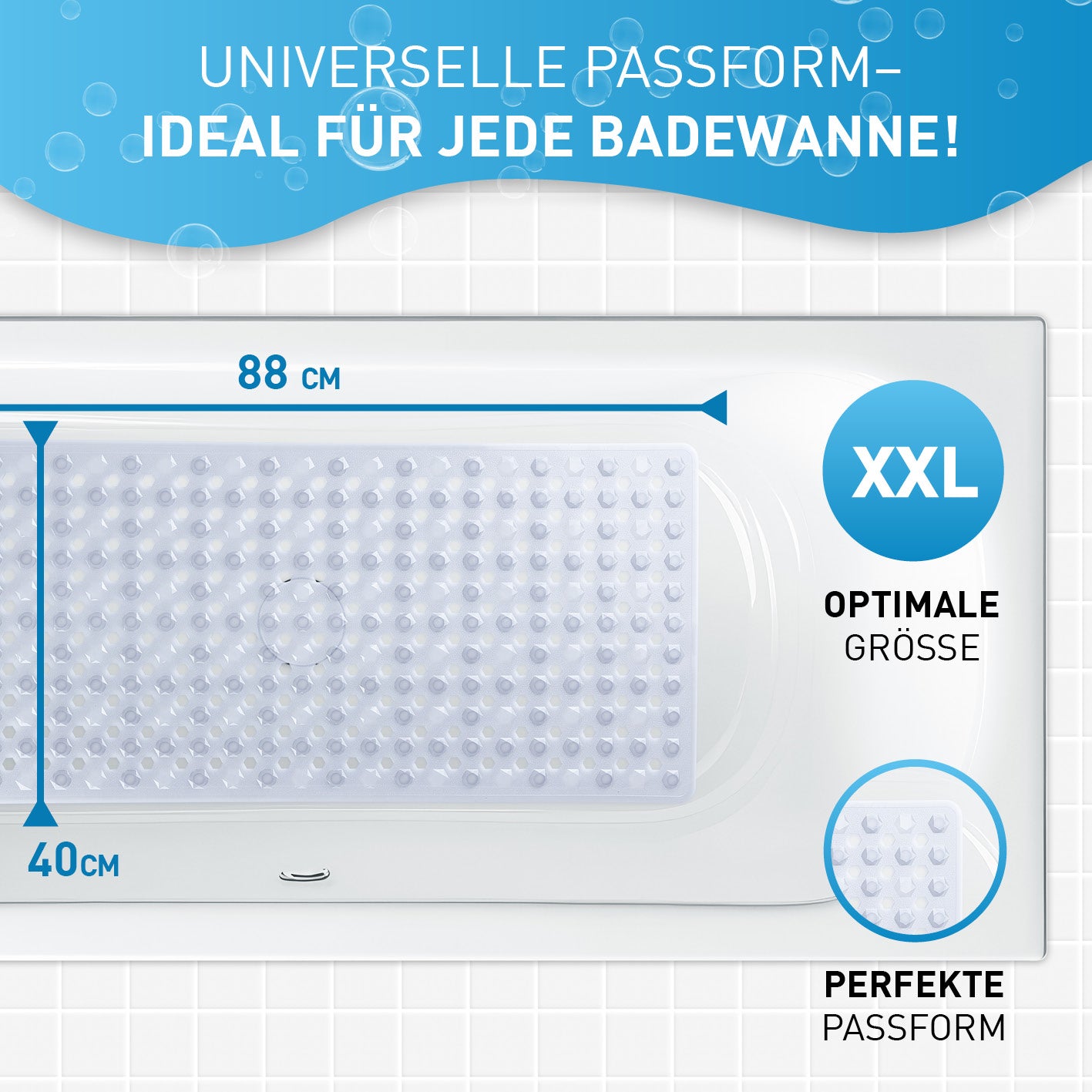 Badewannenmatte 88 x 40 cm – Transparent
