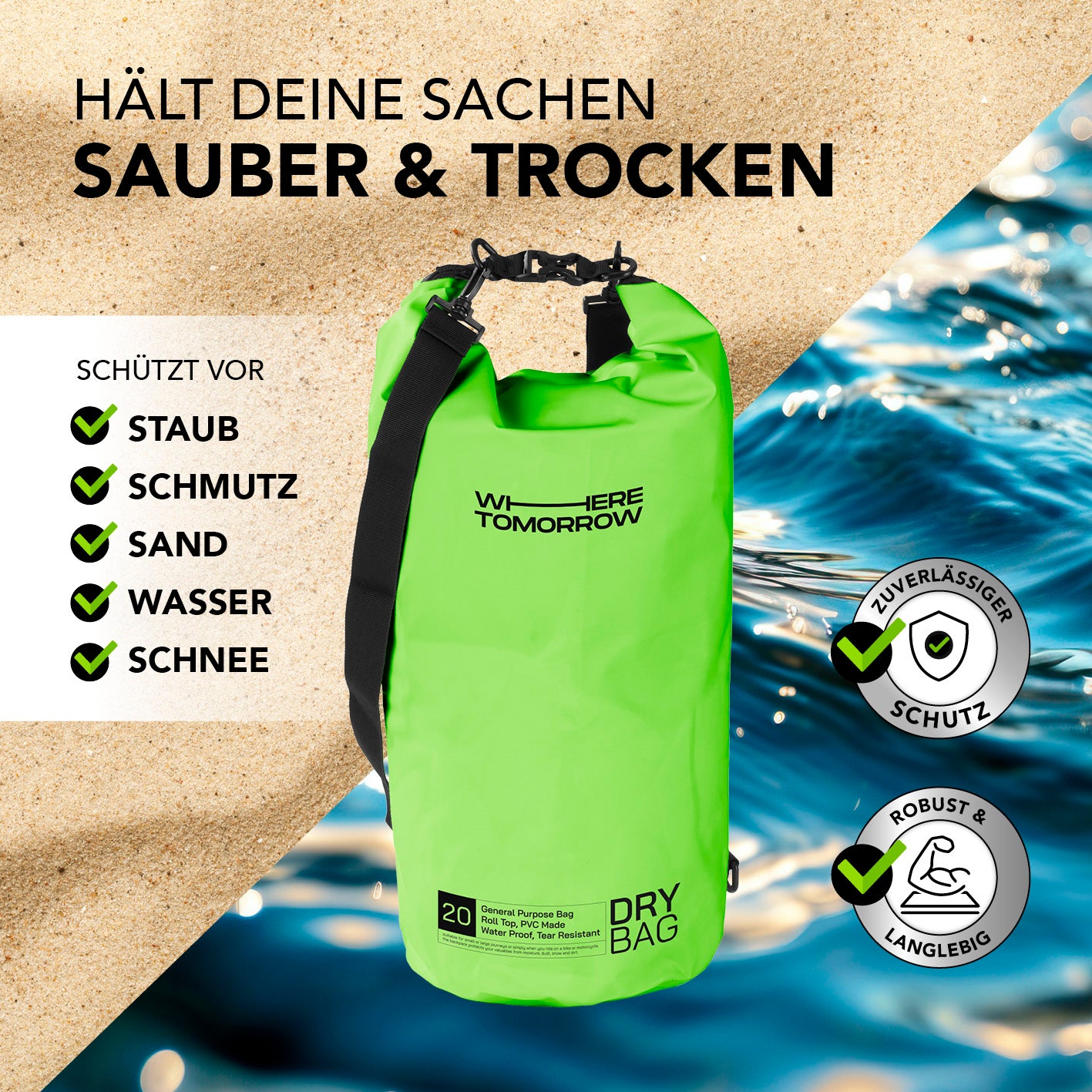 Dry Bag 20L - Style 01 - Grün