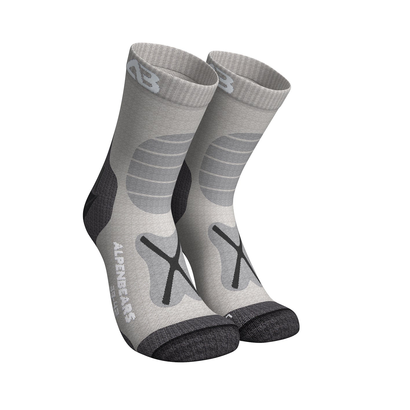 Wandersocken Merinowolle - 2er-Set - Grau - Größe 35-38