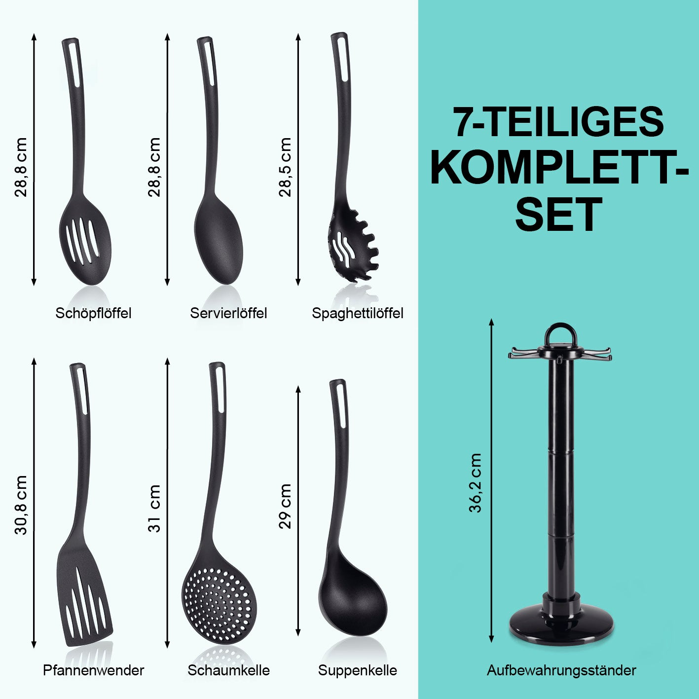 Küchenhelfer-Set mit praktischem Ständer - 7-teilig