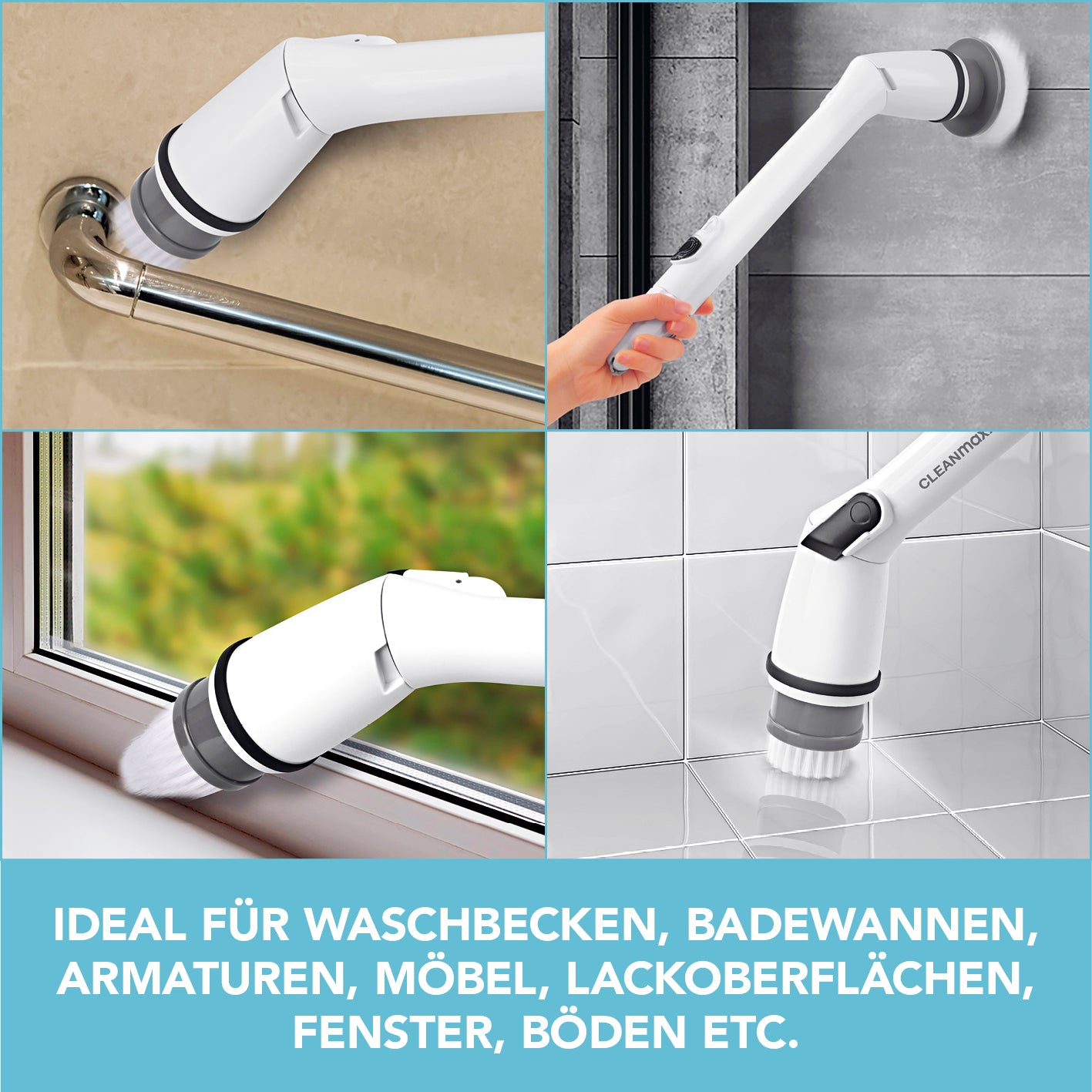 Akku-Reinigungsbürsten-Set - weiß/schwarz