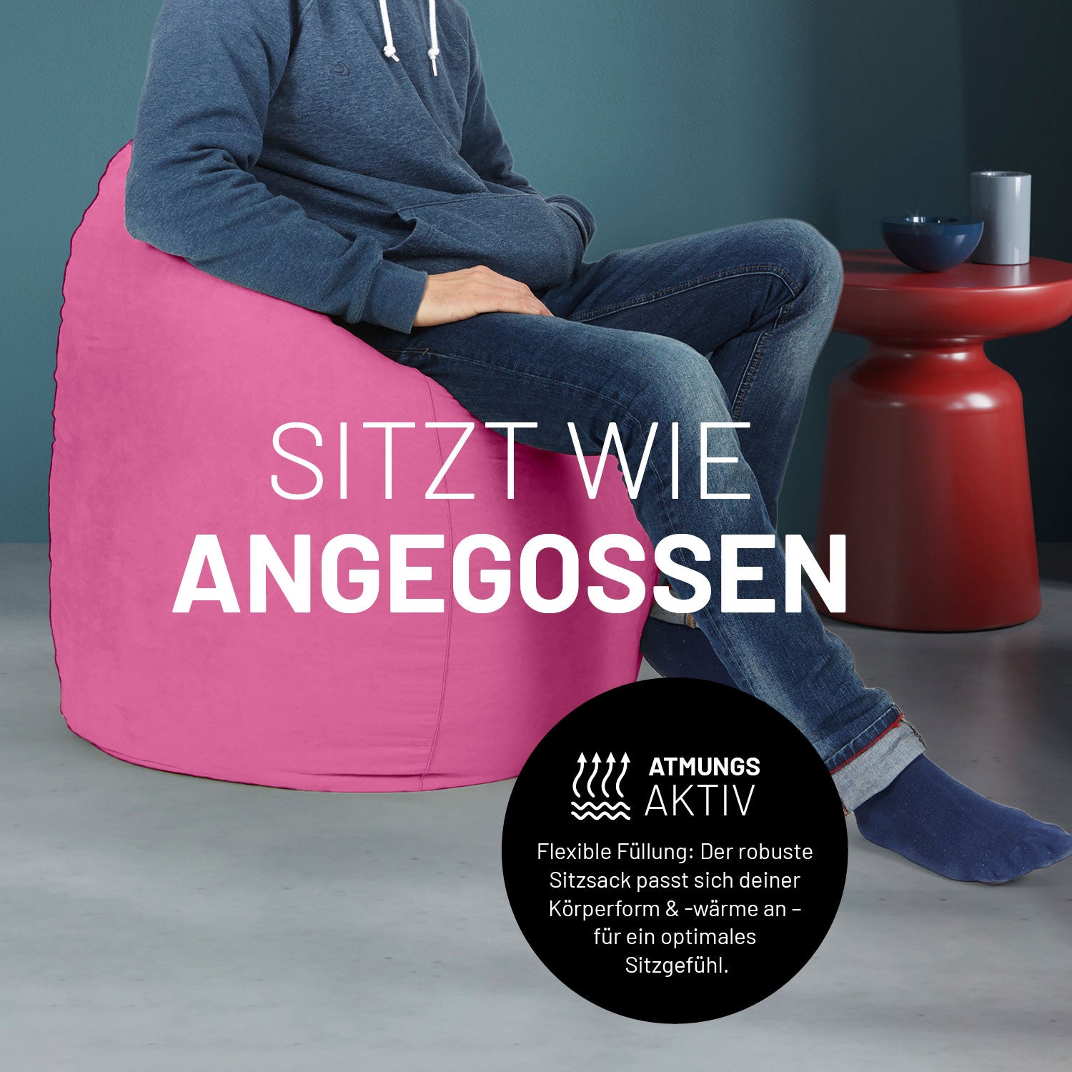 Luxury XL Sitzsack (120 L) - indoor - Pink
