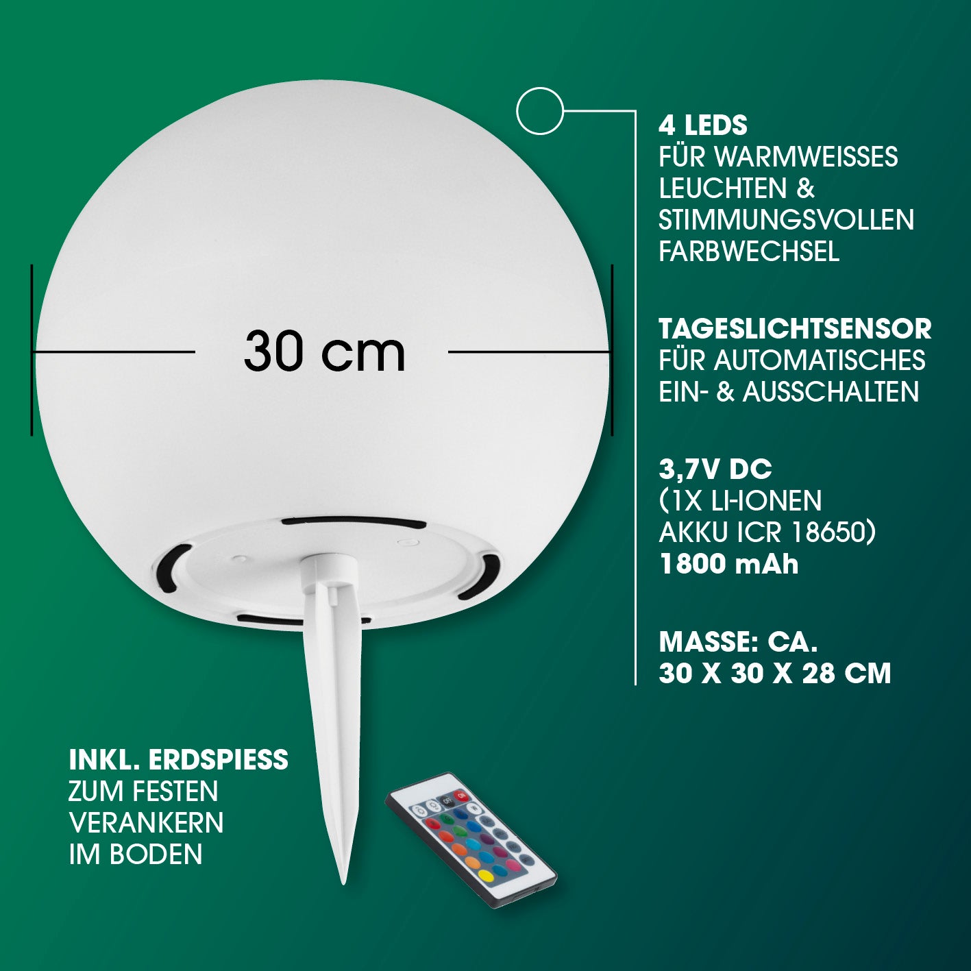 Solar-Dekokugel mit Farbwechsel