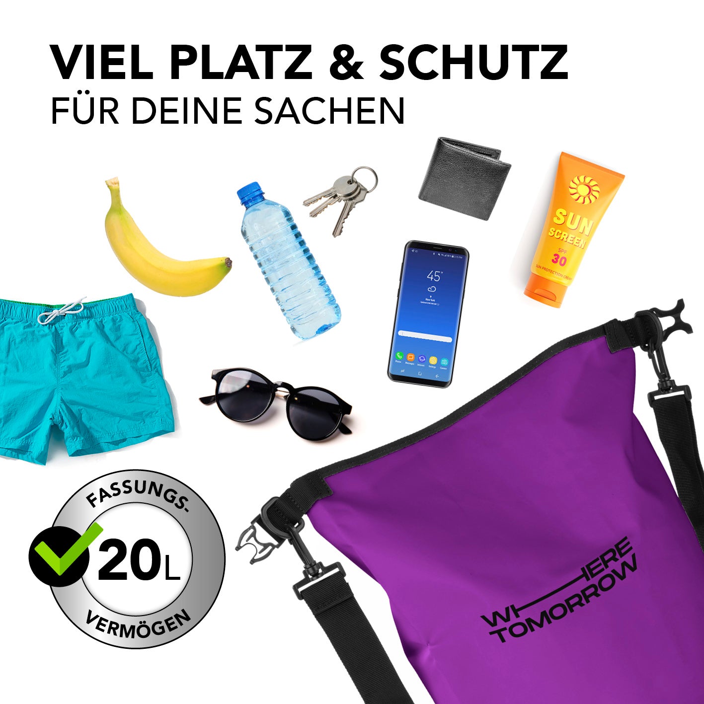 Dry Bag 20L - Style 01 - Lila