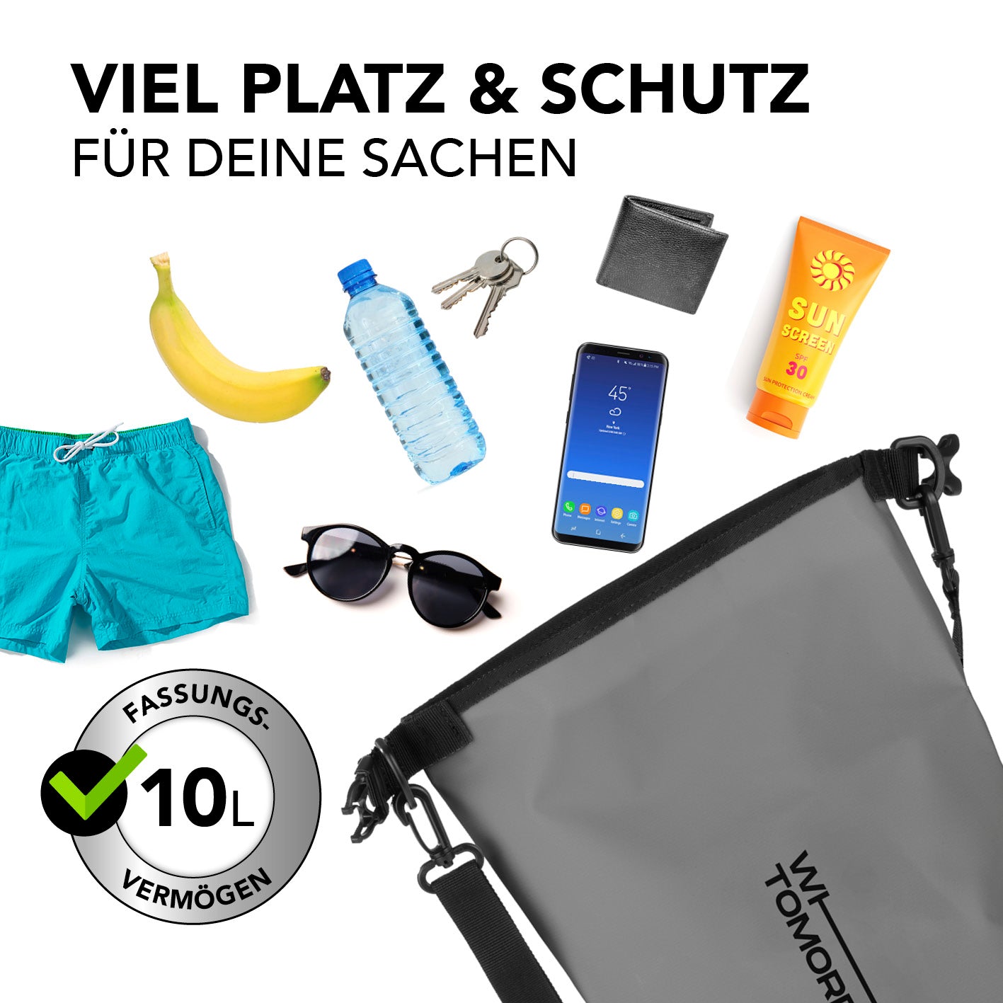 Dry Bag 10L - Style 02 - Grau