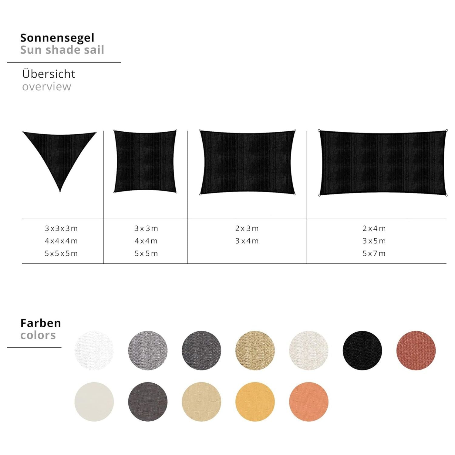 Sonnensegel Polyester - Quadrat 3 x 3 Meter - Gelb