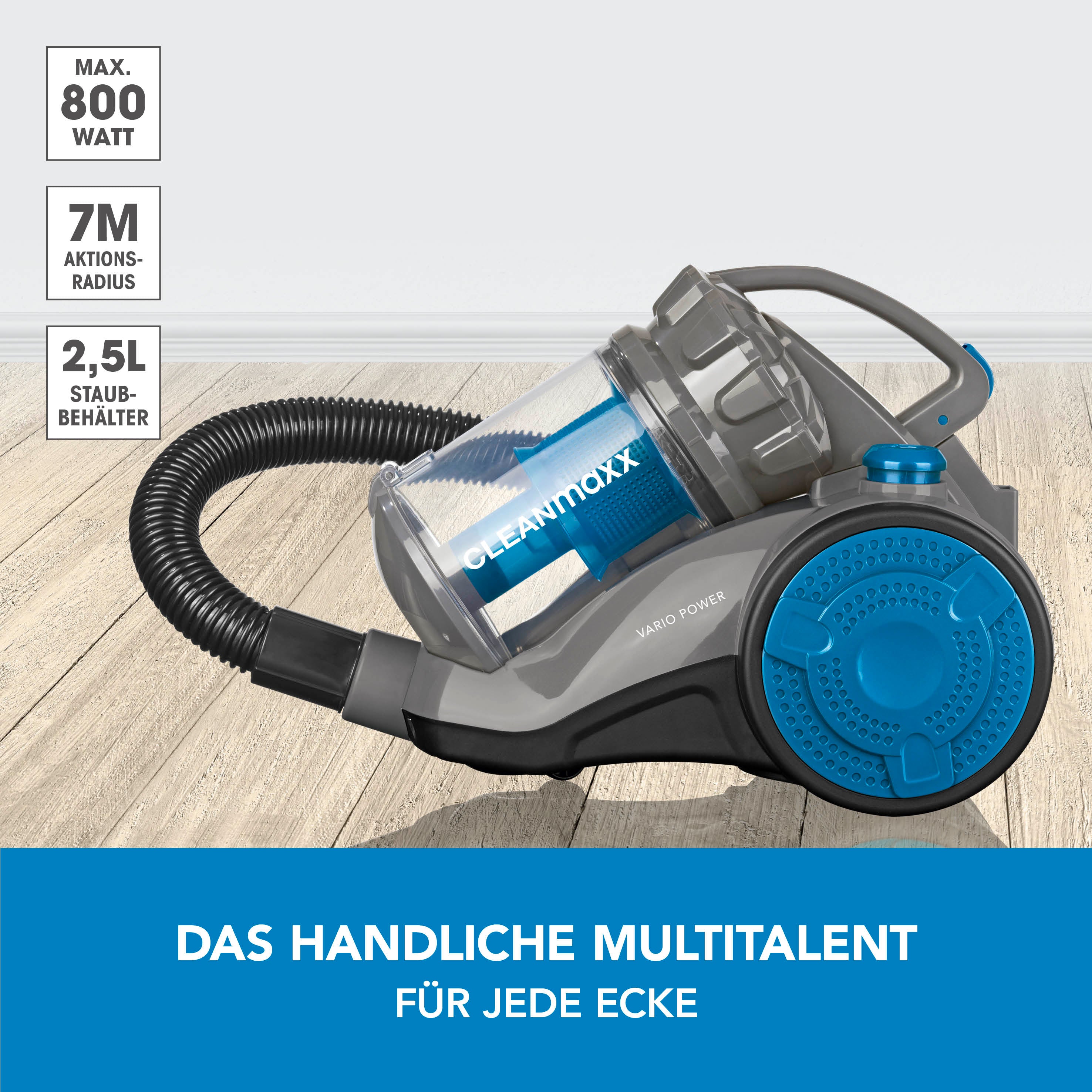 Multi-Zyklon-Staubsauger 800W - schwarz/blau