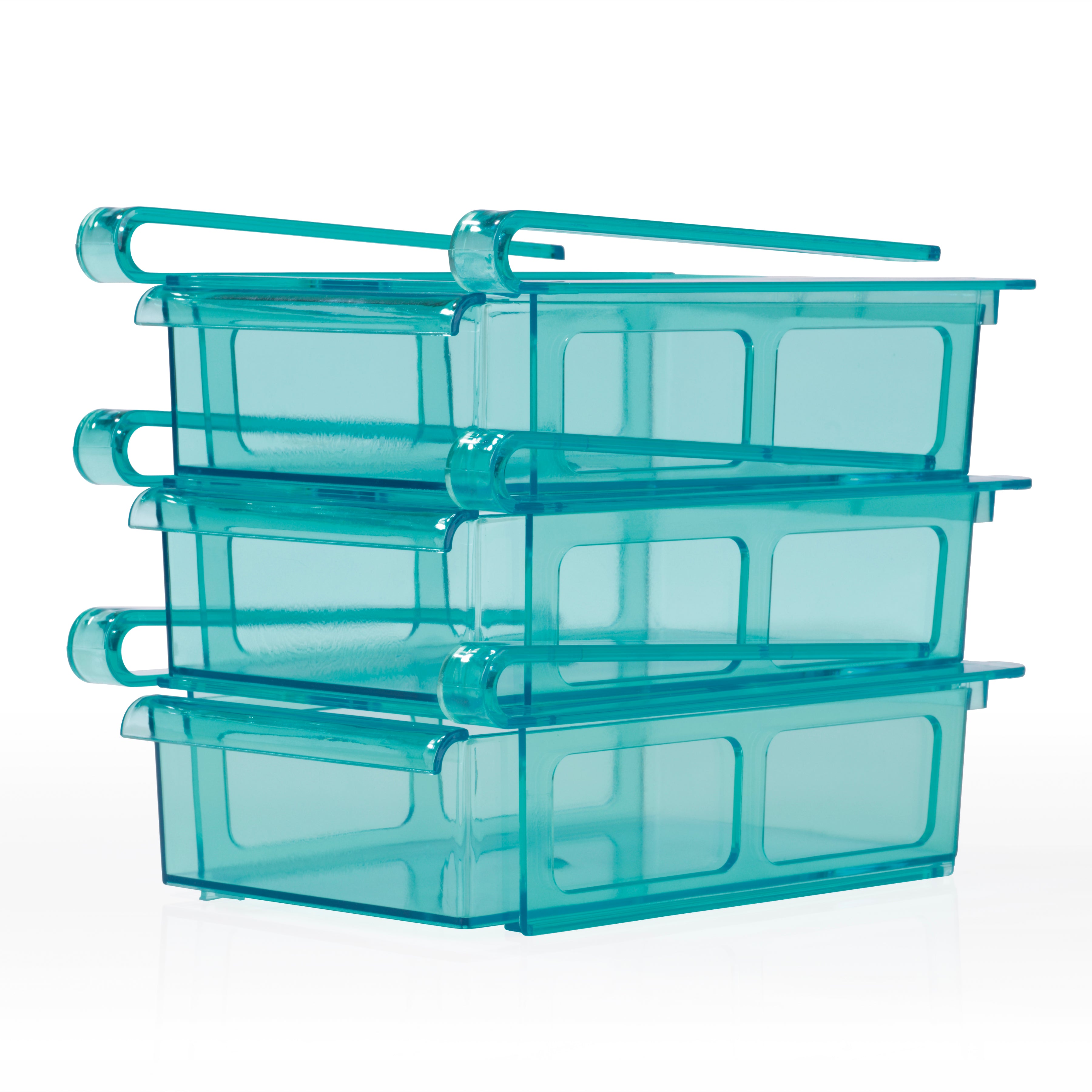 Klemm-Schublade für Kühlschrank - 3er-Set - transparent/blau