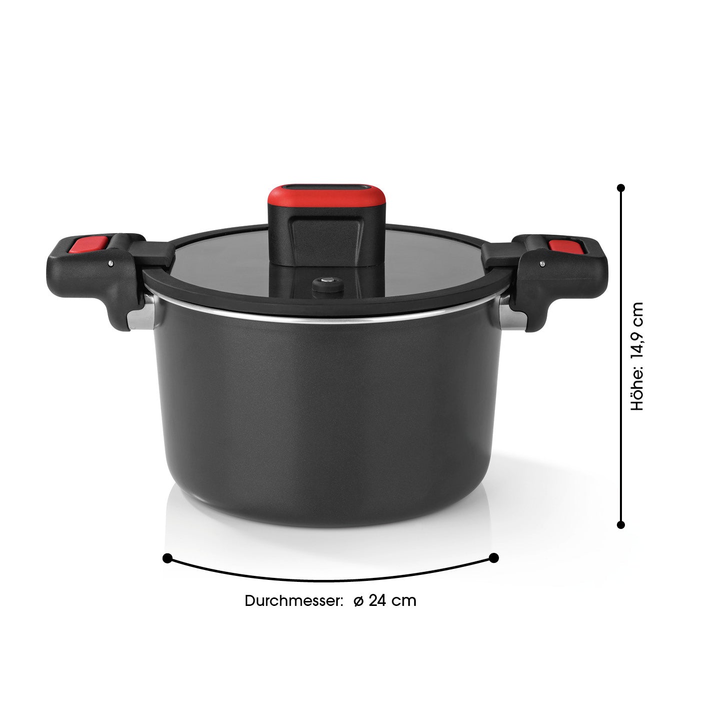 Energiespartopf Aluminium 5,8l - schwarz/rot
