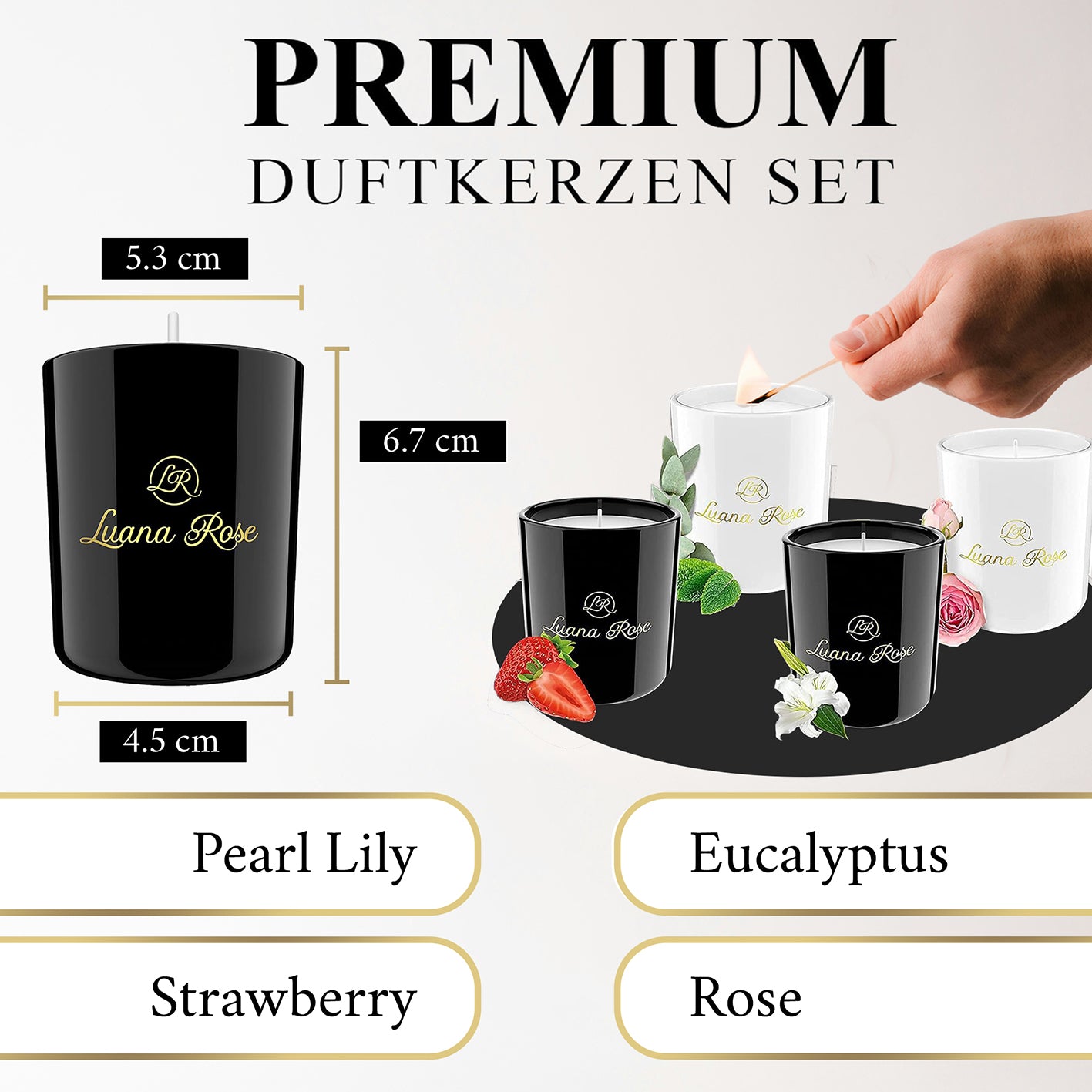 Duftkerzen Geschenkset - 4er-Set - Birne, Lilie, Eucalyptus & Erdbeere