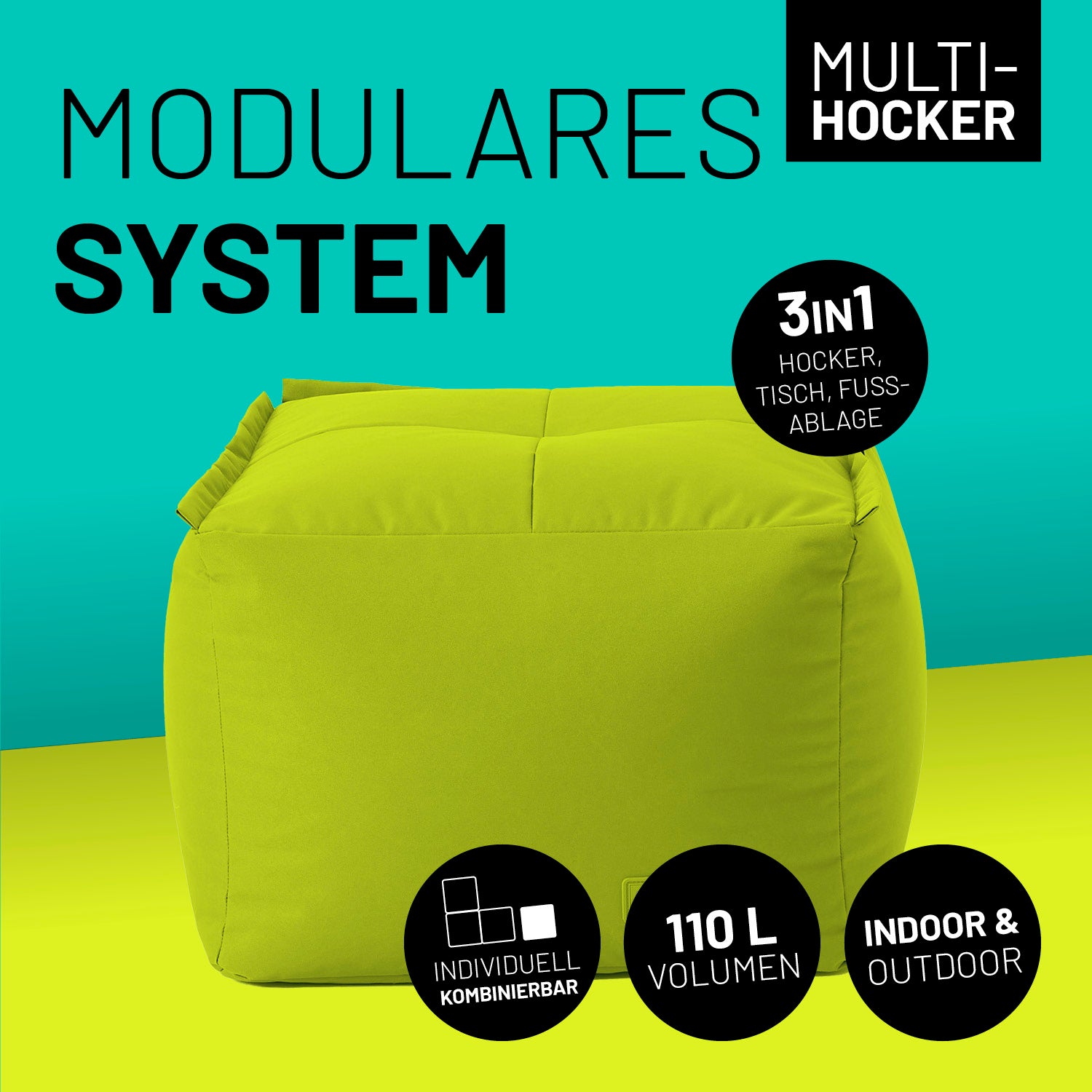 Sitzsack-Hocker (200 L) - Modulares System - indoor & outdoor - Apfelgrün