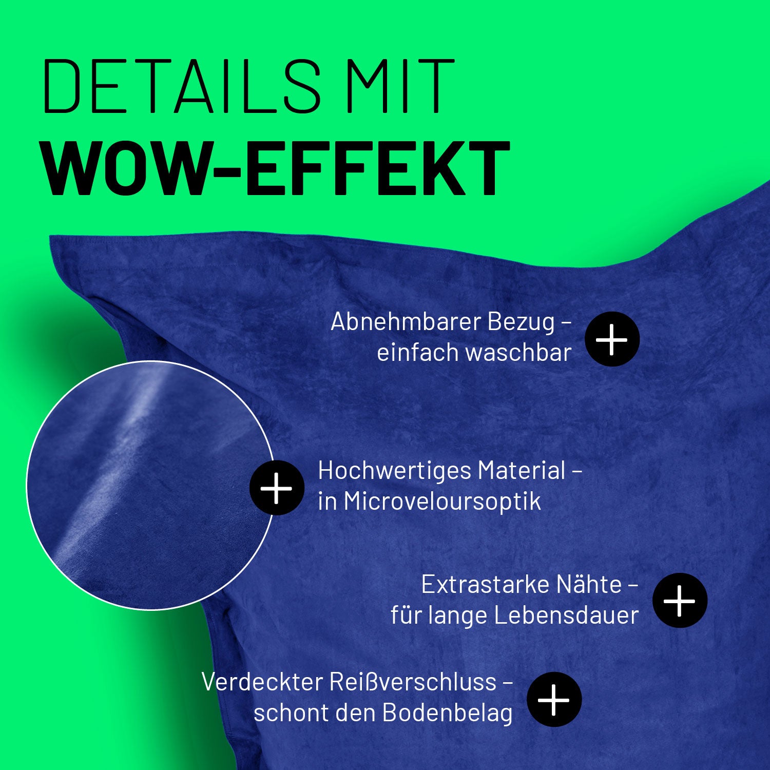 XXL Microvelours Sitzsack (380 L) - indoor - Royalblau