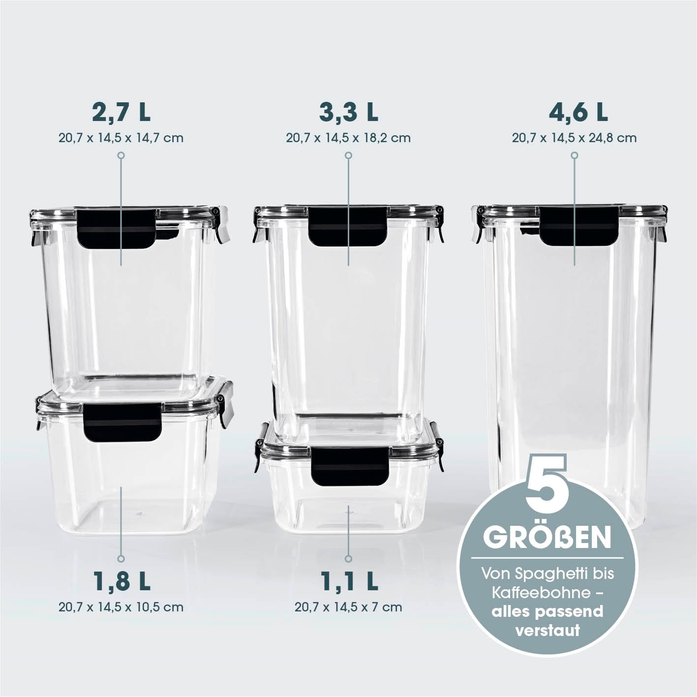 Frischhaltedosen Klick-it - 10-tlg. - Schwarz