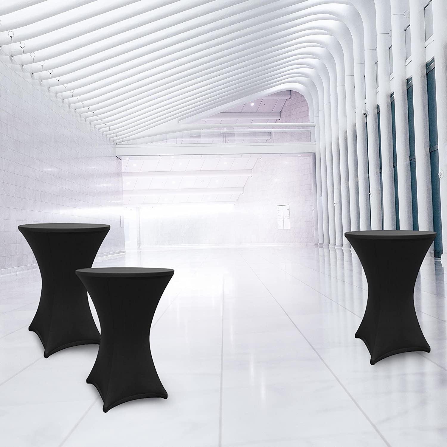 Stehtischhusse - Tisch Bezug - Husse -  Ø 80-85 cm - Schwarz - 10er-Set
