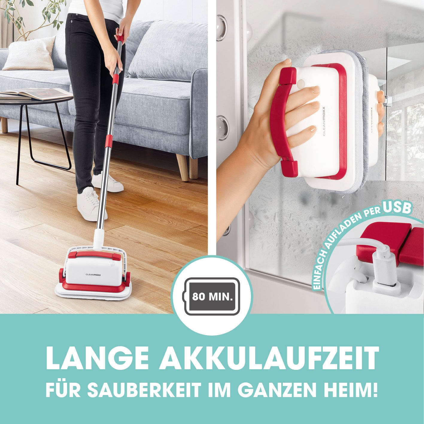 Akku-Scheuerbürste - weiß/rot