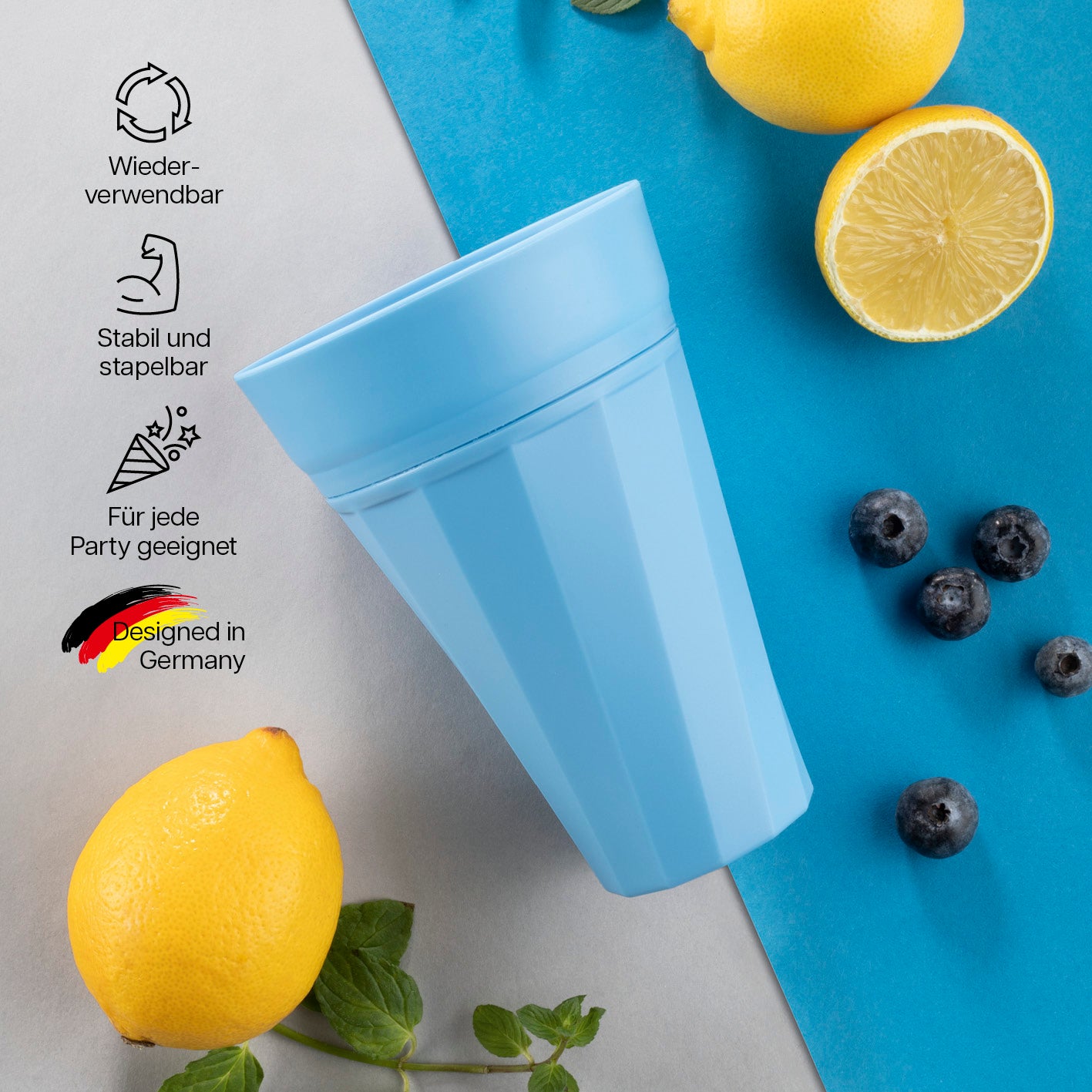 Trinkbecher 300ml - Selbstkühlend - 6er-Set - Blau