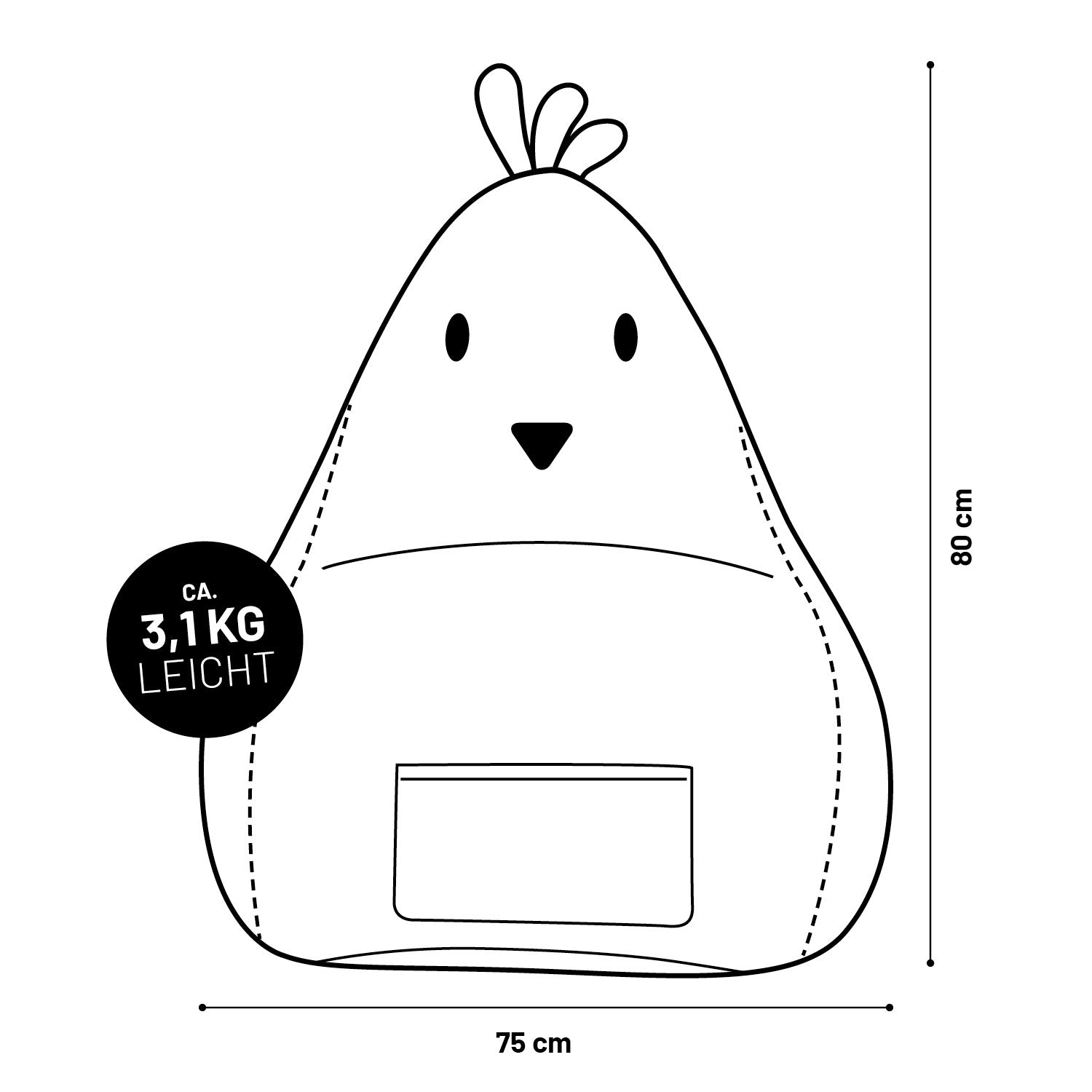 Kindersitzsack Animal Line Chick (200 L) - indoor & outdoor - Senfgelb