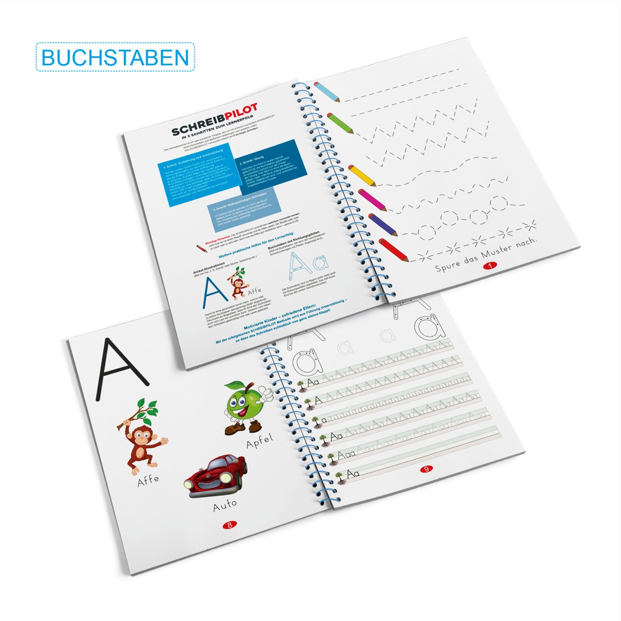 Heft-Set Buchstaben, Zahlen & Wörter mit Bleistift/Radiergummi - DIN-A4