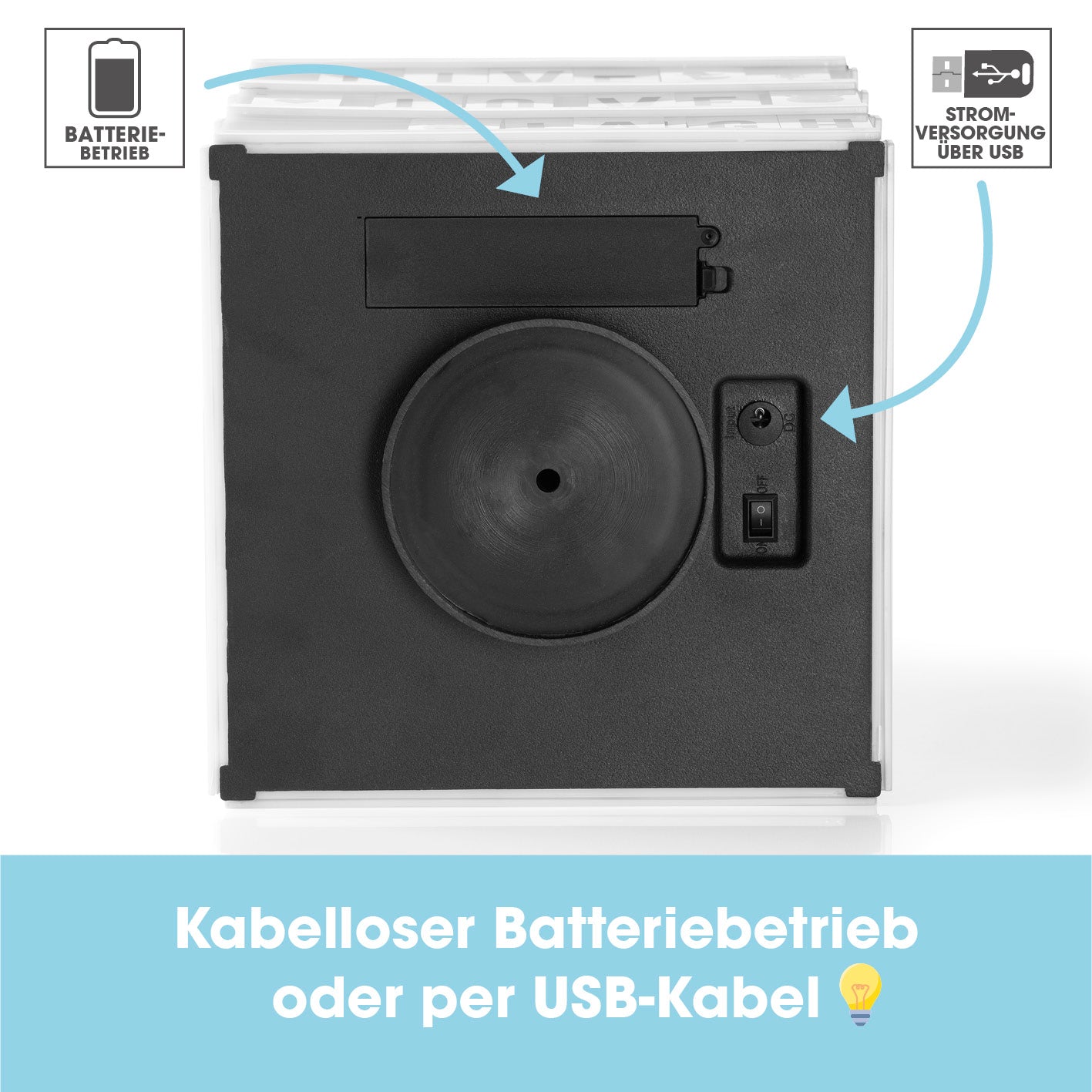 LED-Leuchtkasten Würfel - 173 Buchstaben & 150 Moodjis