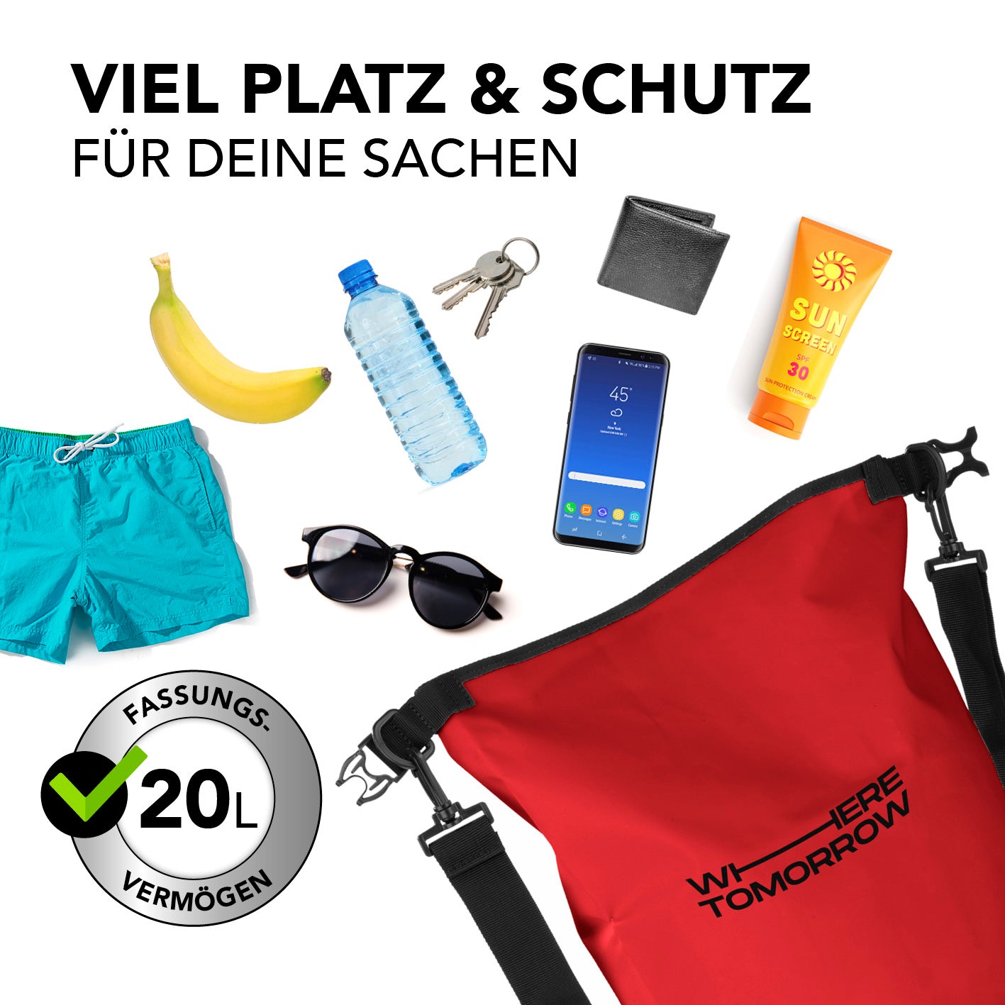 Dry Bag 20L - Style 01 - Rot