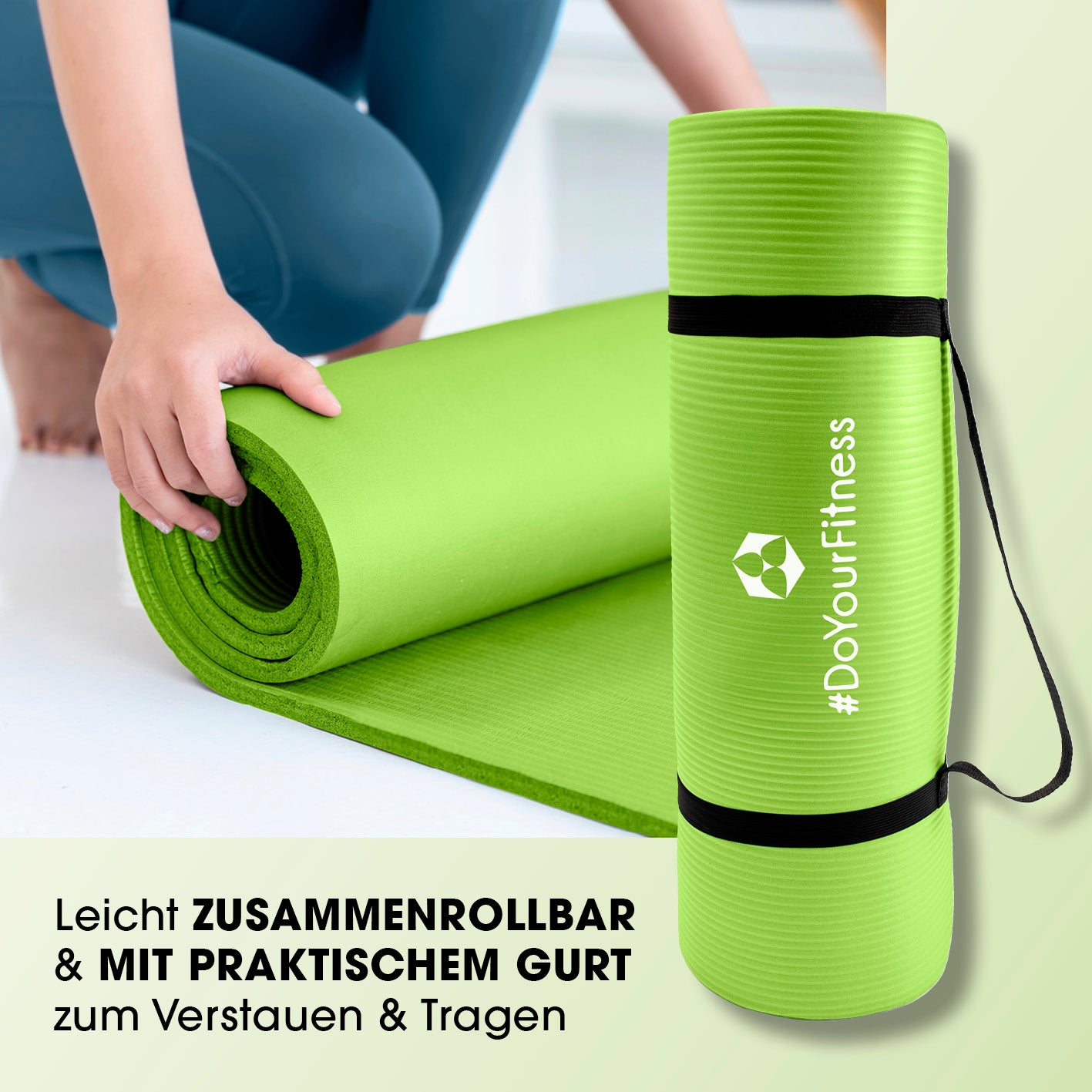 Fitness- und Gymnastikmatte - 183 x 61 x 1,5 cm - Grün