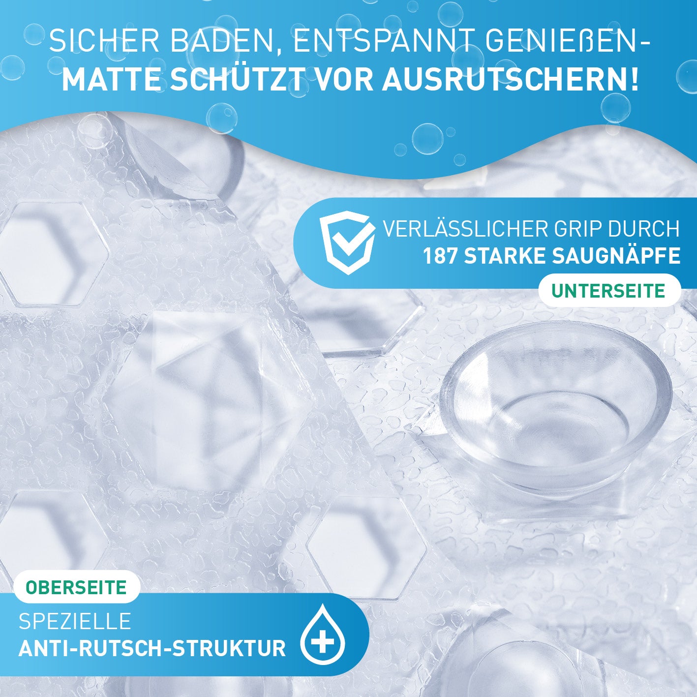 Badewannenmatte 88 x 40 cm – Transparent