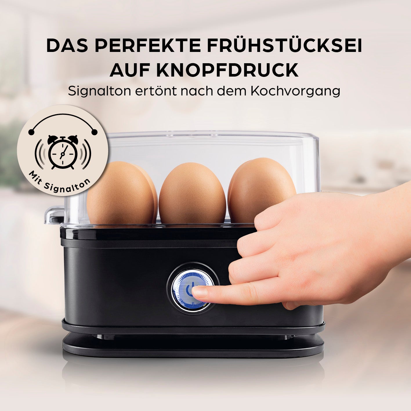 Design-Eierkocher 6 Eier - Schwarz