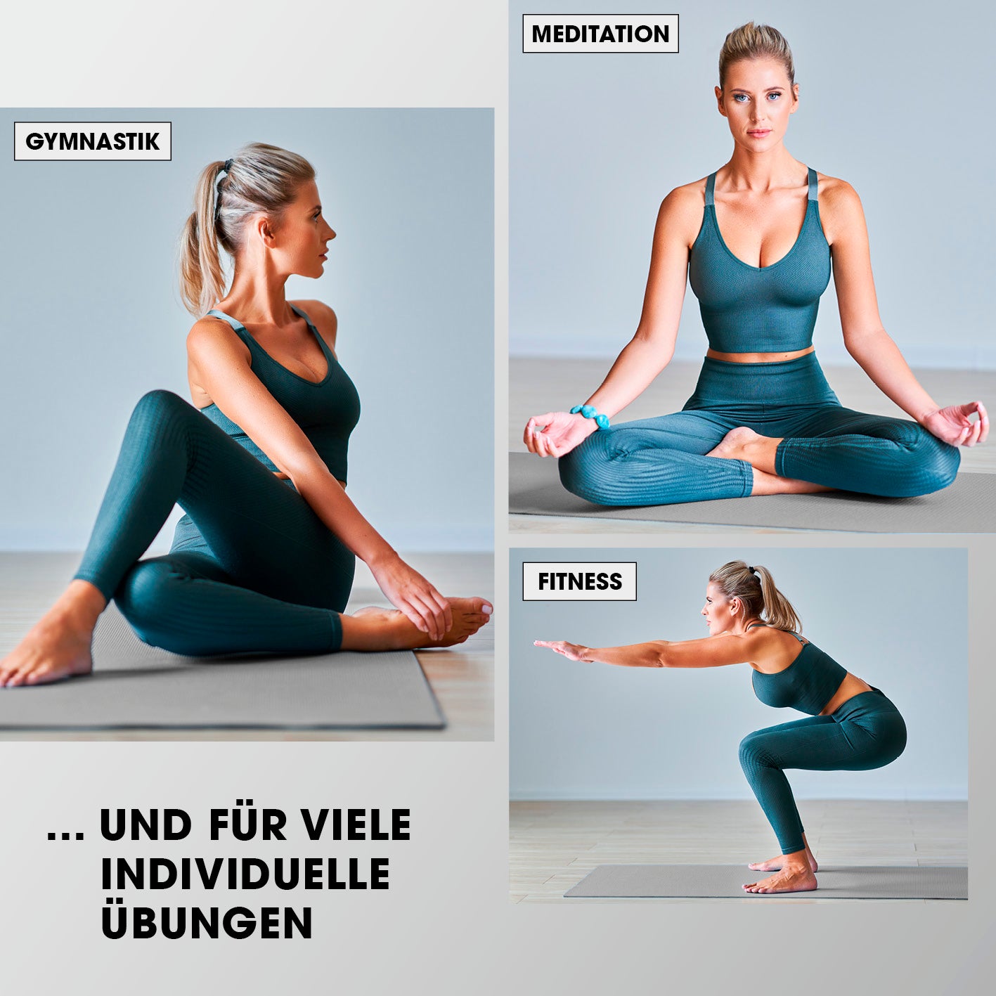 Fitness- und Gymnastikmatte - 183 x 61 x 1,5 cm - Grau