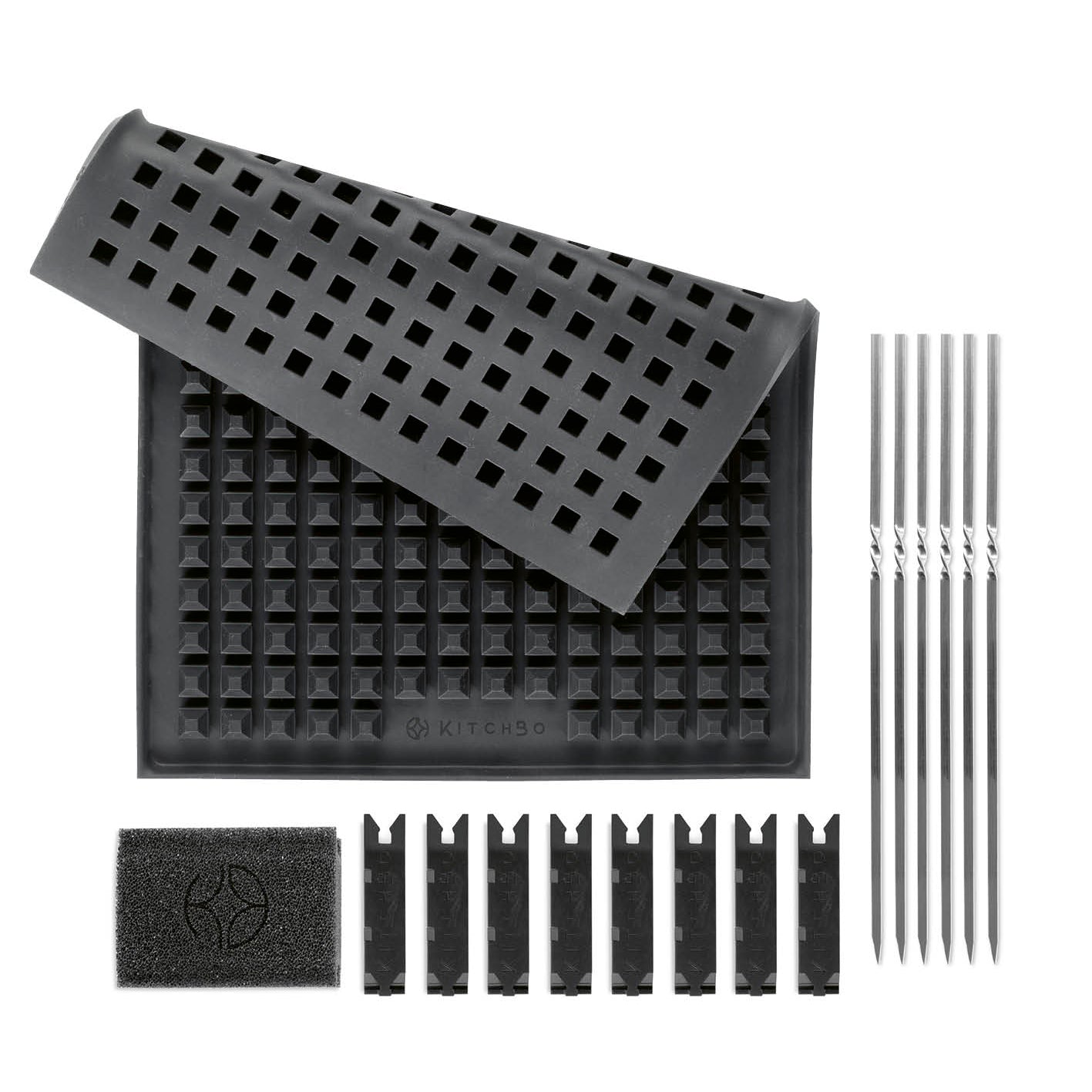 Starter Set Deluxe - Silikon-Backmatte inkl. 6 Spieße + 8 Steine + 1 Schwamm