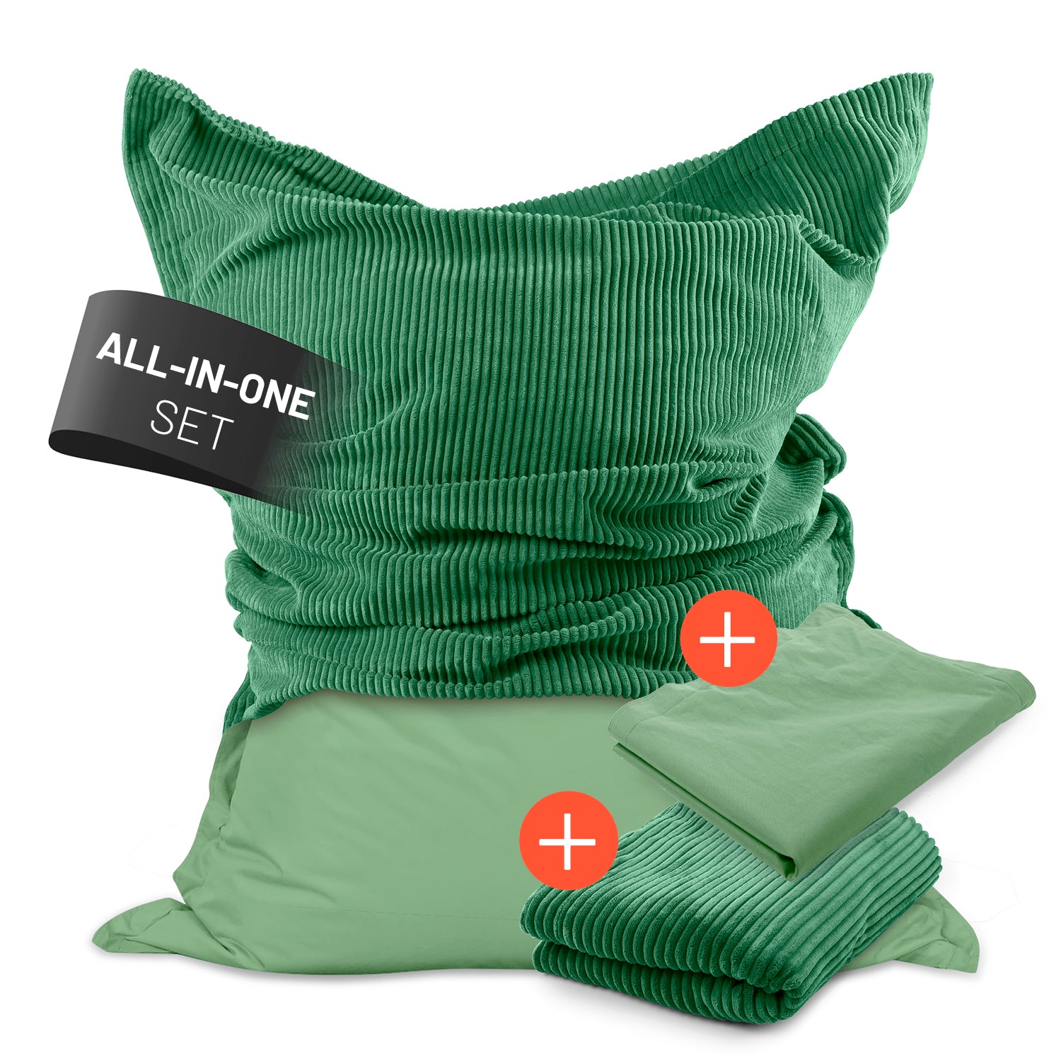 Sitzsack Classic XXL All-in-One Set - 380 L - 140 x 180 cm - Pastellgrün