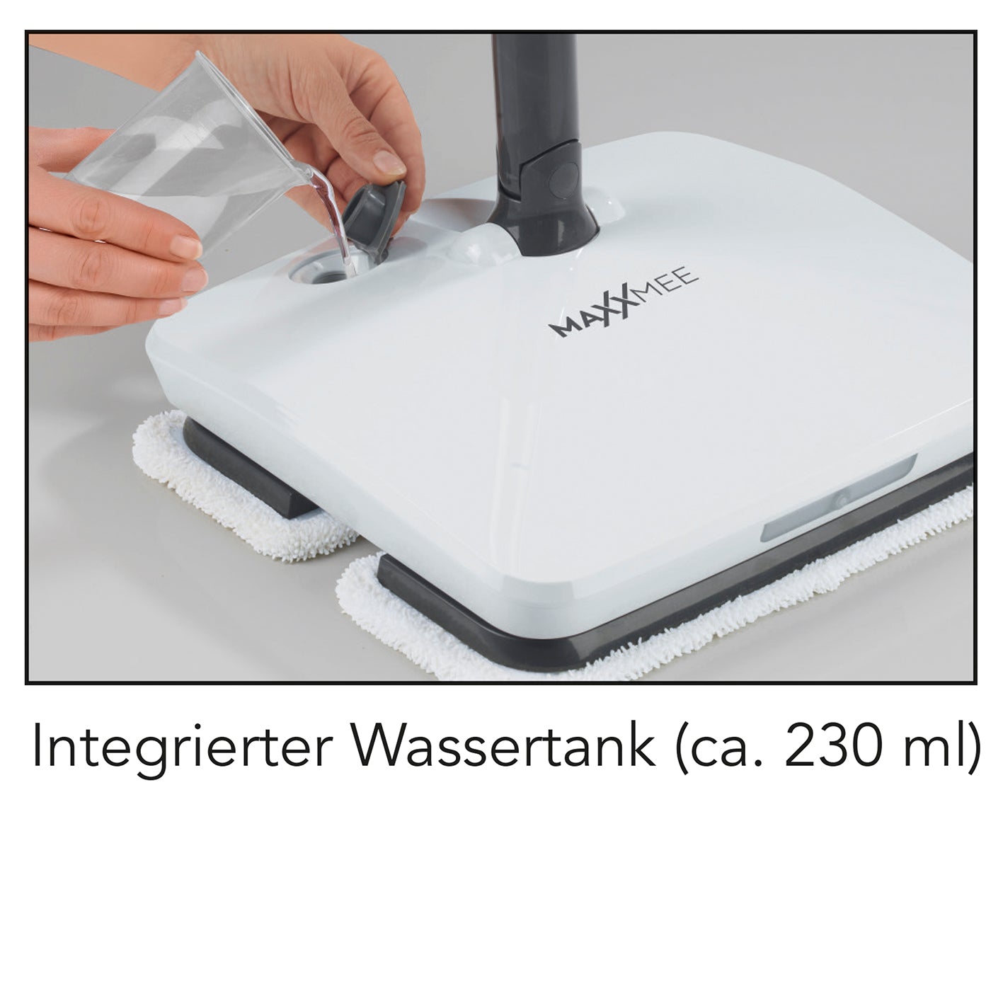 Akku-Vibrationsmopp mit Sprühfunktion - grau