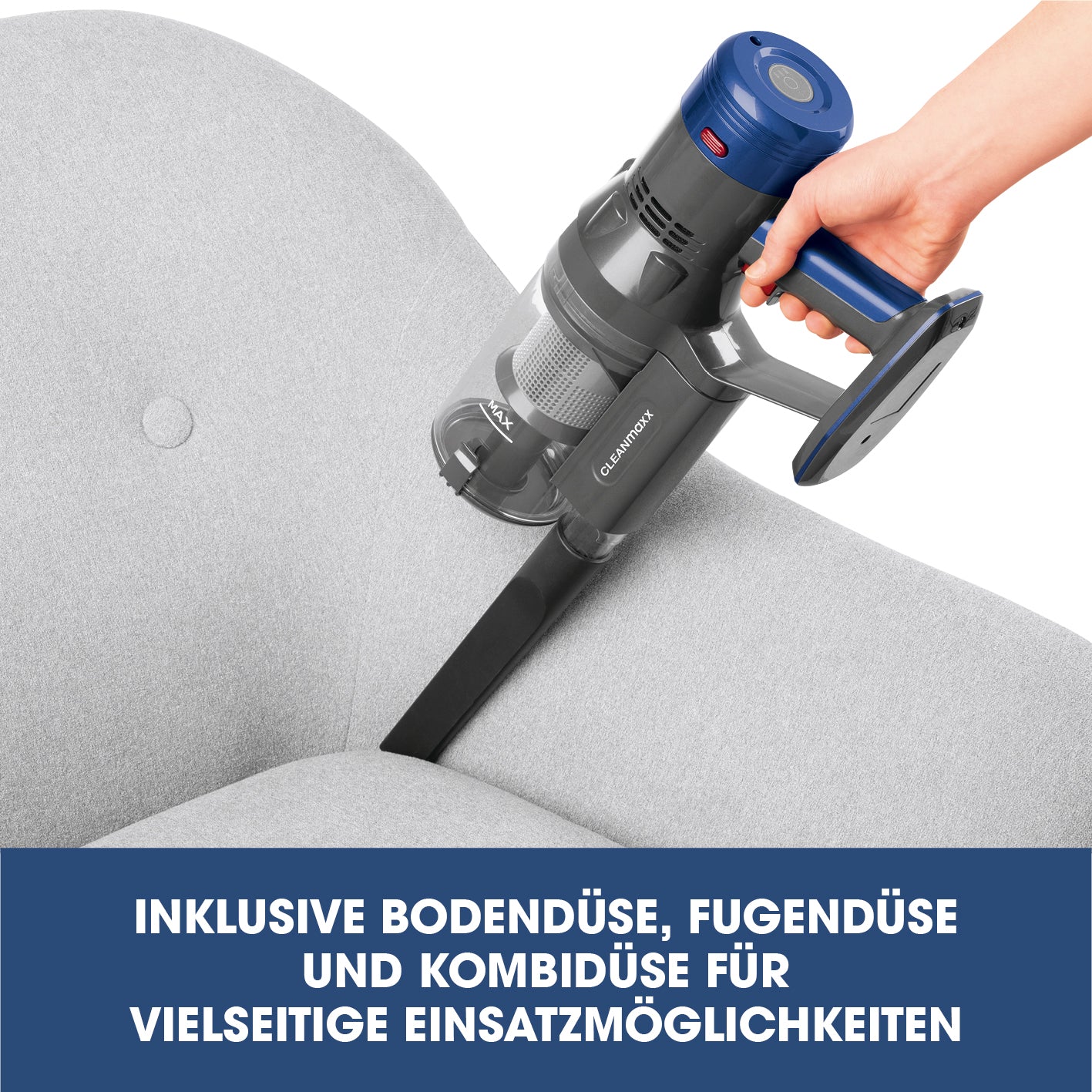 Kabelloser Hand- und Bodenstaubsauger mit Zyklontechnologie - anthrazit/blau