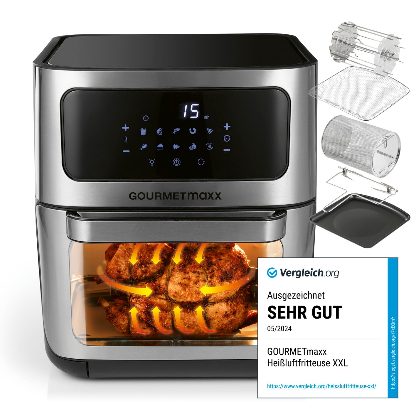 Heißluft-Ofen Digital mit Sichtfenster - 12l