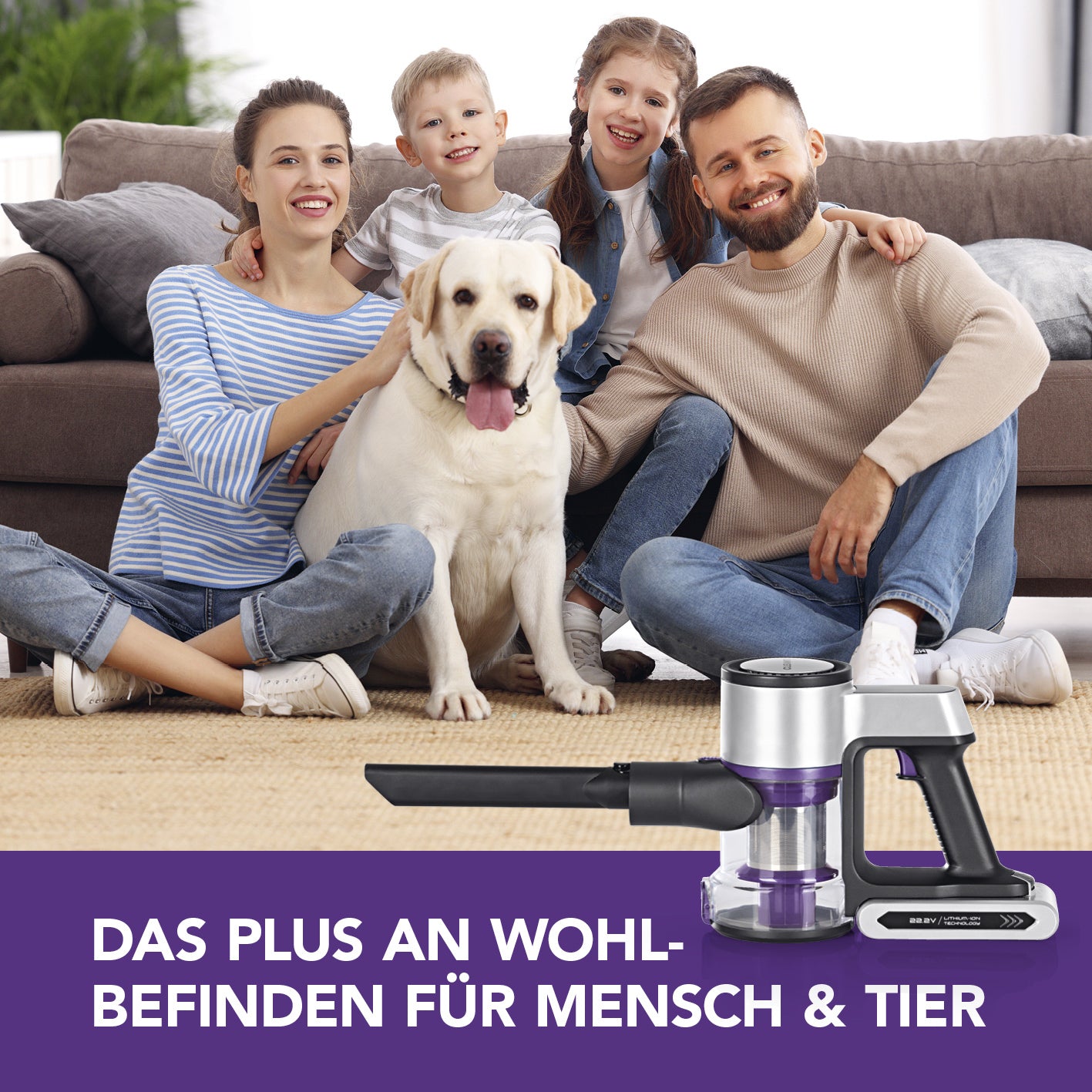 Akku-Zyklon-Staubsauger Digital-Display - anthrazit/silber/lila